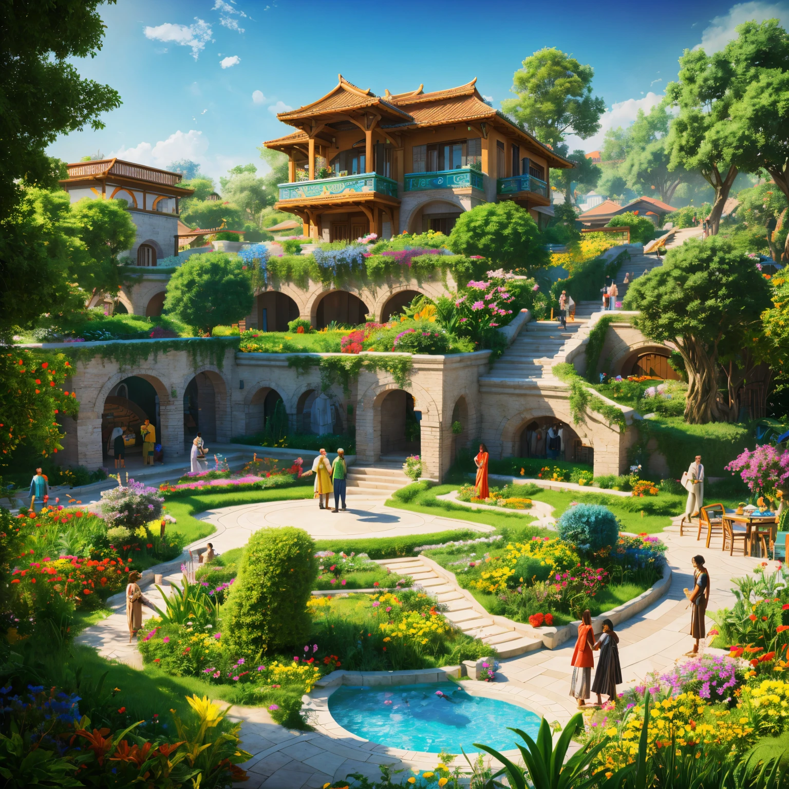 Best quality,4K,8K,A high resolution,tmasterpiece:1.2,utopian world,Equal,and harmony,Solidarity and fraternity,lindo cenario,vibrant with colors,diverse community,Peaceful atmosphere,Happy environment,sustainable living,Innovative architecture,future-tech,Healthy lifestyle,fair distribution of resources,Utopian society,Cooperation mentality,Abundant nature,serene gardens,Architectural marvel,ideal community,Peaceful cohabitation,Contentment and happiness,Enterprising mentality,Utopian vision,All-round development,fair chance,dignity for all,Celebrate diversity,everyone has equal rights,Vibrant cultural exchange,Environmental awareness,clean green energy,Creative expression,freedom of thought,Artistic talent,Harmonious cohabitation,prosperity for all,empathy and compassion,utopian ideal,harmonious relationship.
