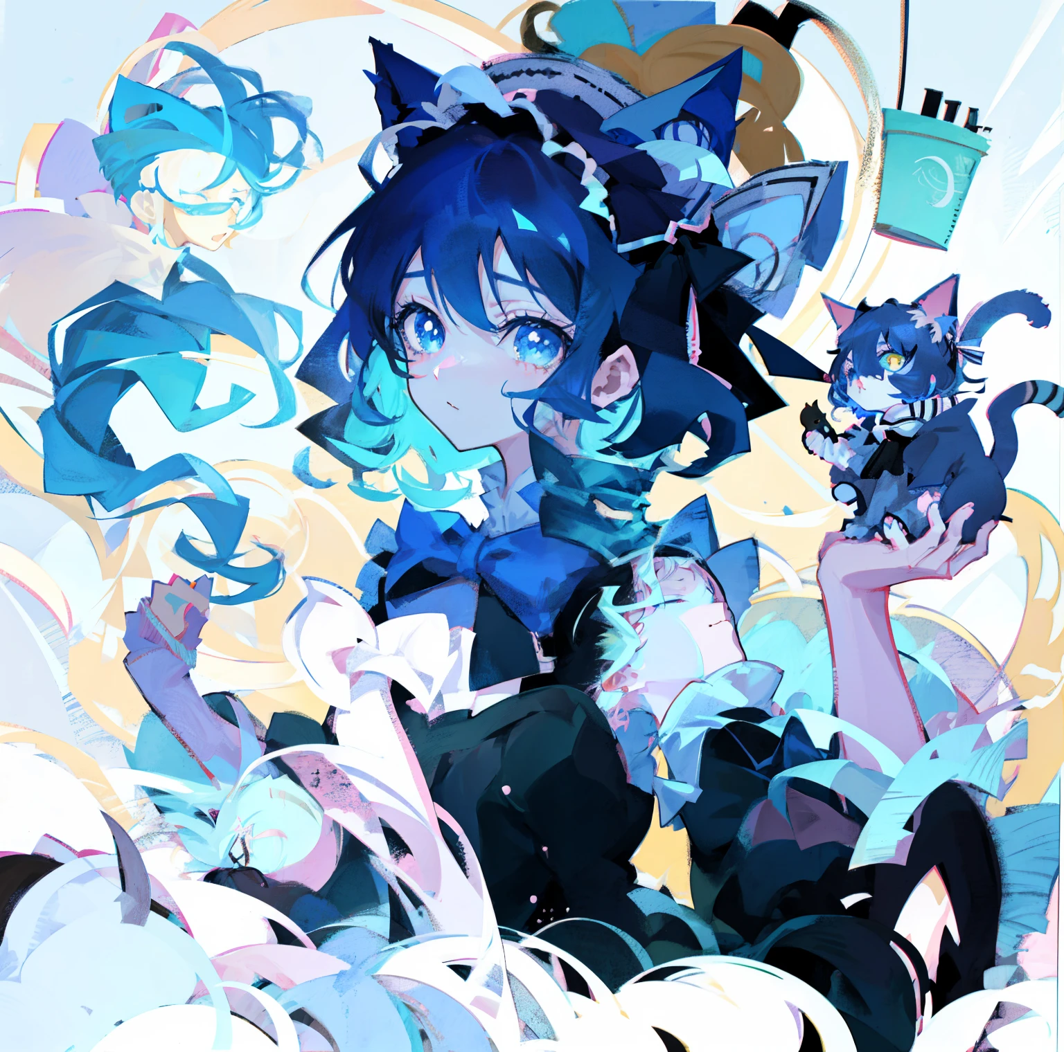 anime girl with blue hair and black dress with cat ears, anime girl with cat ears, cute anime catgirl, anime catgirl, anime moe artstyle, very beautiful anime cat girl, beautiful anime catgirl, anime cat, (anime girl), anime style 4 k, digital anime art!!, anime style. 8k, girl with cat ears, anime artstyle