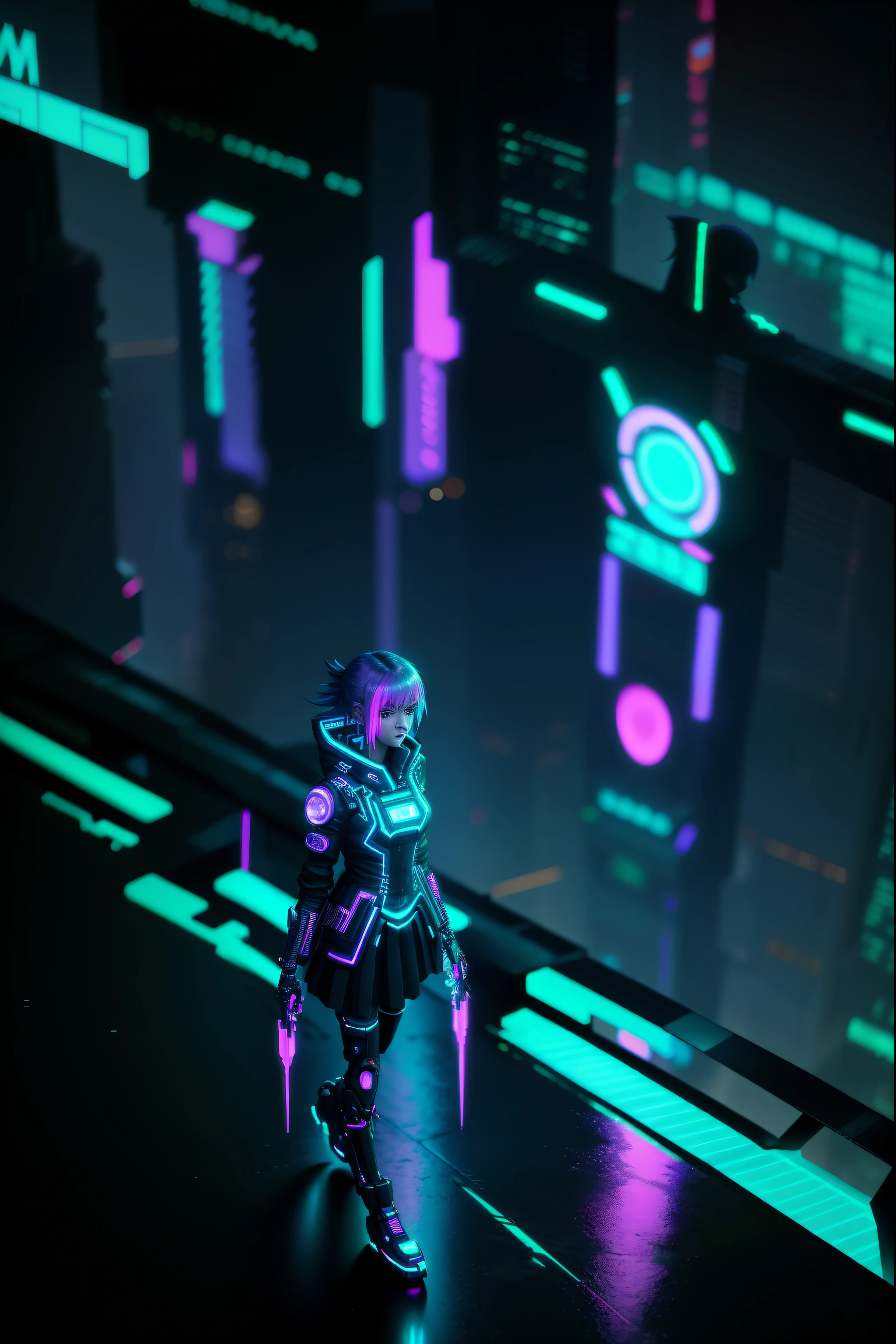 Anime girl in futuristic costume walking in dark room, digital cyberpunk anime art, In a futuristic cyberpunk city, digitl cyberpunk - anime art, dreamy cyberpunk girl, In the cyberpunk city, anime cyberpunk art, at a cyberpunk city, cyberpunk anime girl, at a cyberpunk city, bright cyberpunk glow, at a cyberpunk city, cyberpunk anime art, 3d rendering bee