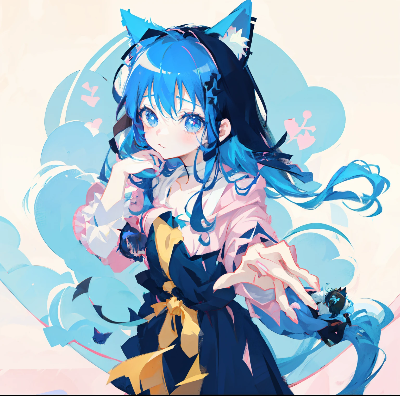 anime girl with blue hair and black dress with cat ears, anime girl with cat ears, cute anime catgirl, anime catgirl, anime moe artstyle, very beautiful anime cat girl, beautiful anime catgirl, anime cat, (anime girl), anime style 4 k, digital anime art!!, anime style. 8k, girl with cat ears, anime artstyle