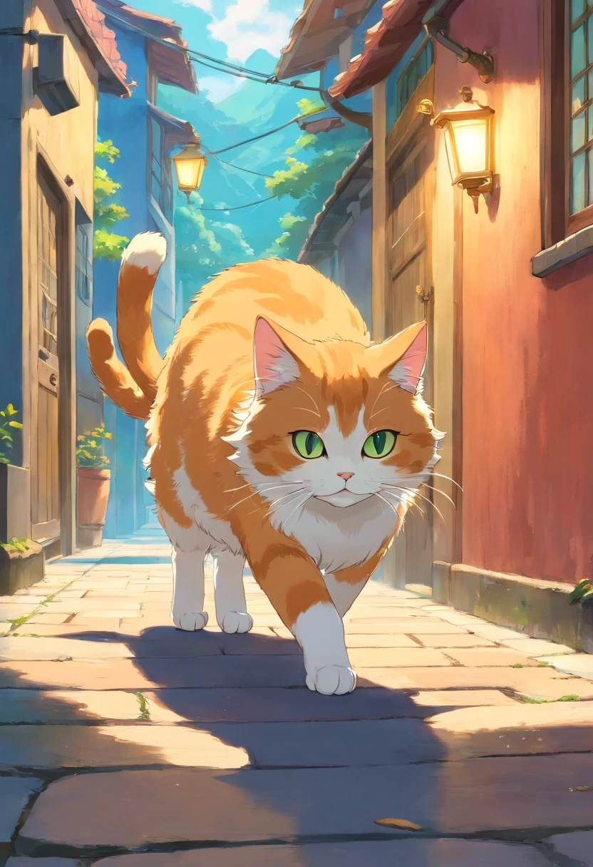 cat walking sideways