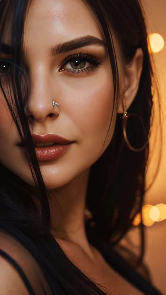 add nose stud and bridge piercing. add also tiny roughness on nose skin
