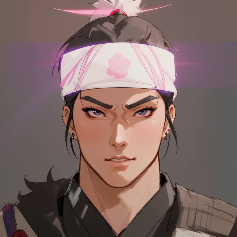there is a pretty man wearing small black earrings, anime character, 8k, anime style, close up character, character close up, portrait of a samurai, ninja warrior, anime character, character close-up, attractive anime face, unreal engine character art, male character, k pop,