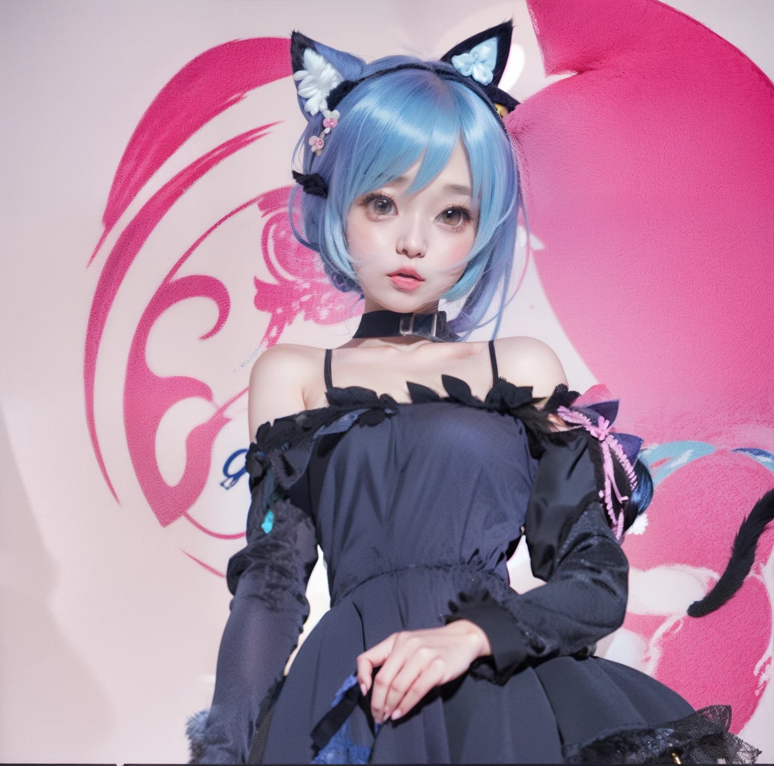 anime girl with blue hair and black dress with cat ears, anime girl with cat ears, cute anime catgirl, anime catgirl, anime moe artstyle, very beautiful anime cat girl, beautiful anime catgirl, anime cat, (anime girl), anime style 4 k, digital anime art!!, anime style. 8k, girl with cat ears, anime artstyle