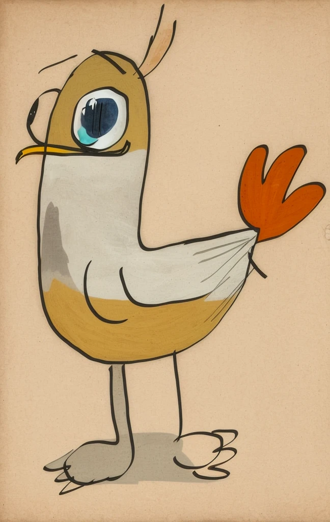 One with big eyes, Anthropomorphic birds, looking at a bird, largeeyes, The expression is unpleasant
