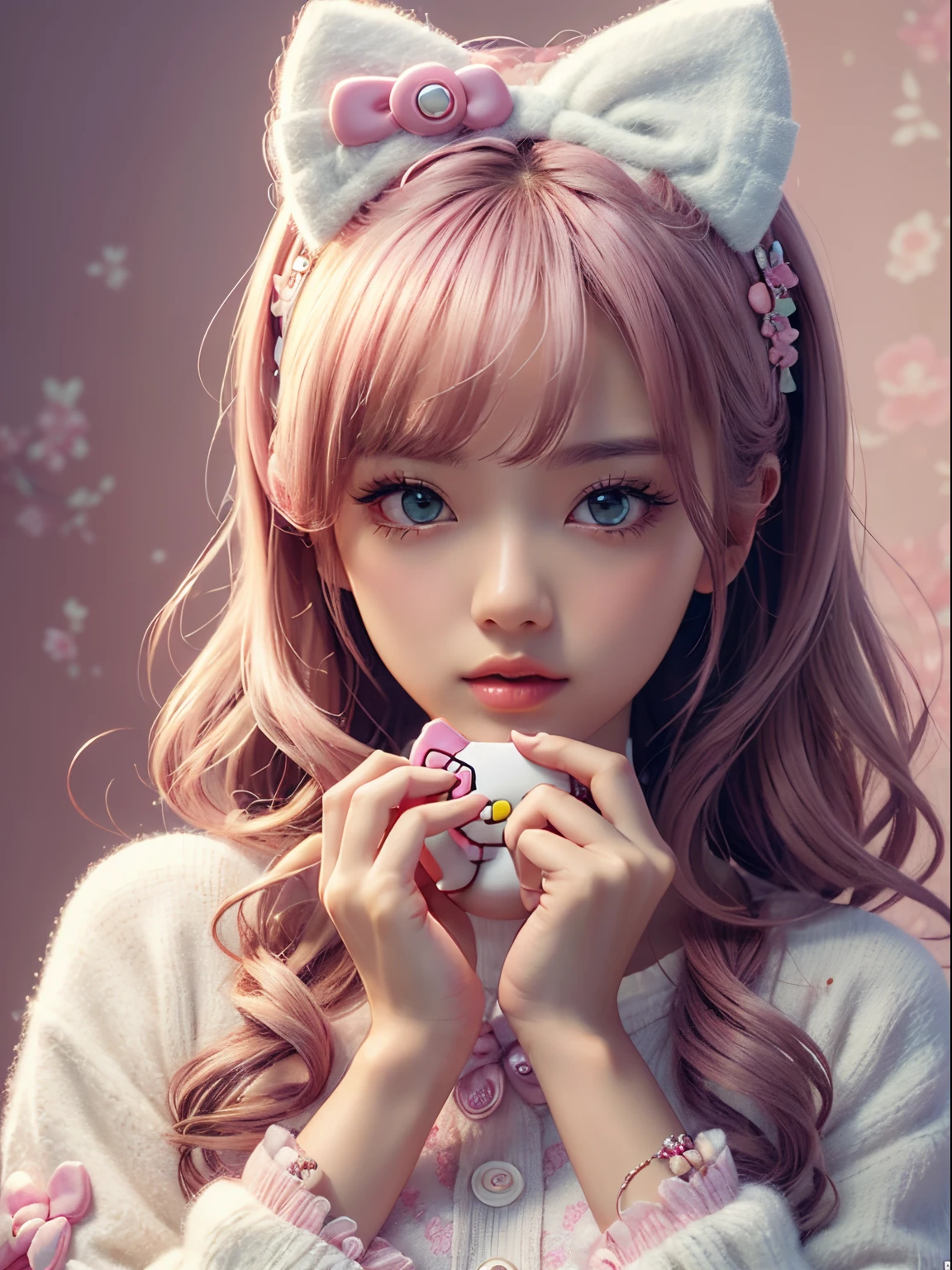 best quality, 4K wallpaper, masterpiece, extremely detailed CG unity 8k wallpaper, extremely detailed eyes, ultra-detailed, intricate details,
1girl, fantasy, (h1c4tt3ch, hello kitty, adorable, cute, pastel