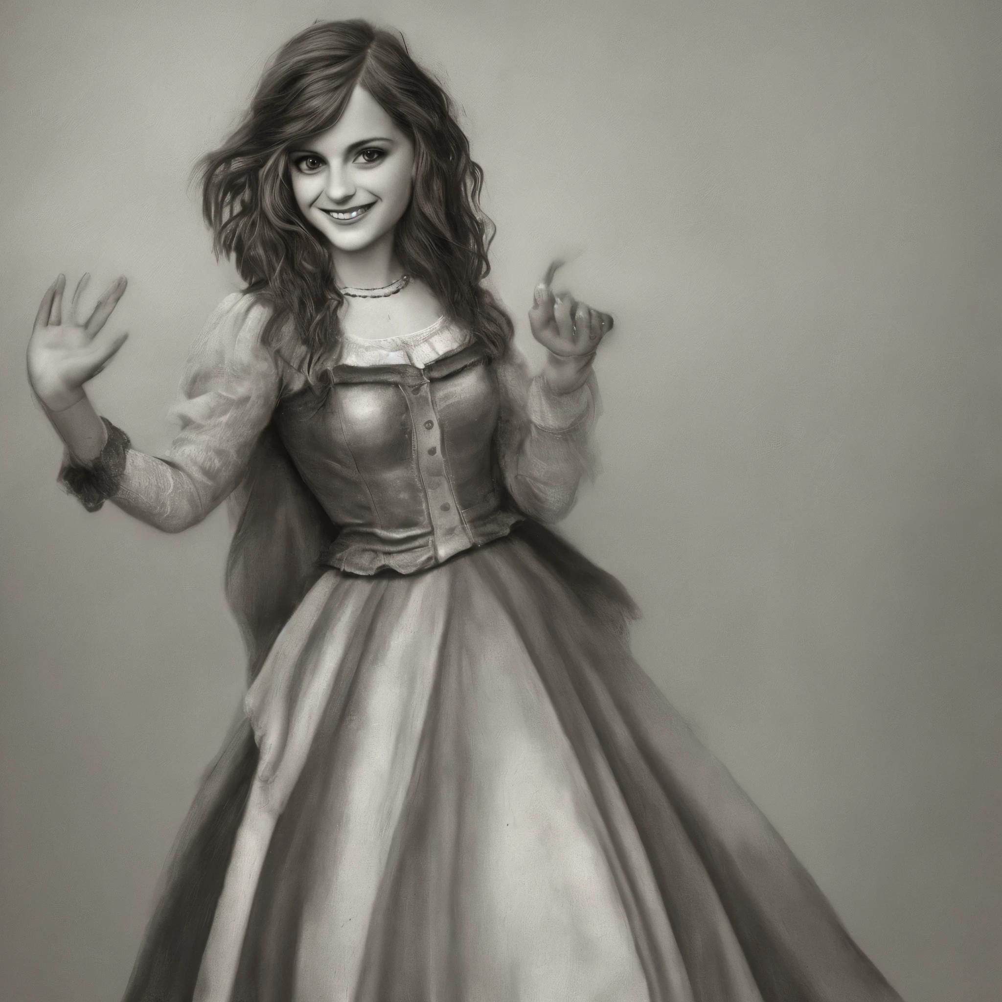 A girl smiling and extending her hand
