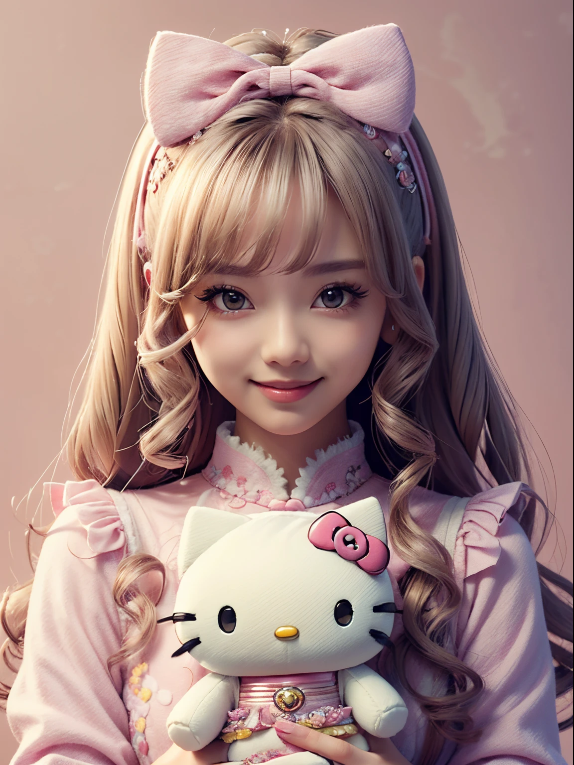 best quality, 4K wallpaper, masterpiece, extremely detailed CG unity 8k wallpaper, extremely detailed eyes, ultra-detailed, intricate details, 
1girl, fantasy, (h1c4tt3ch doll, hello kitty, adorable, cute, pastel, detailed background, smile