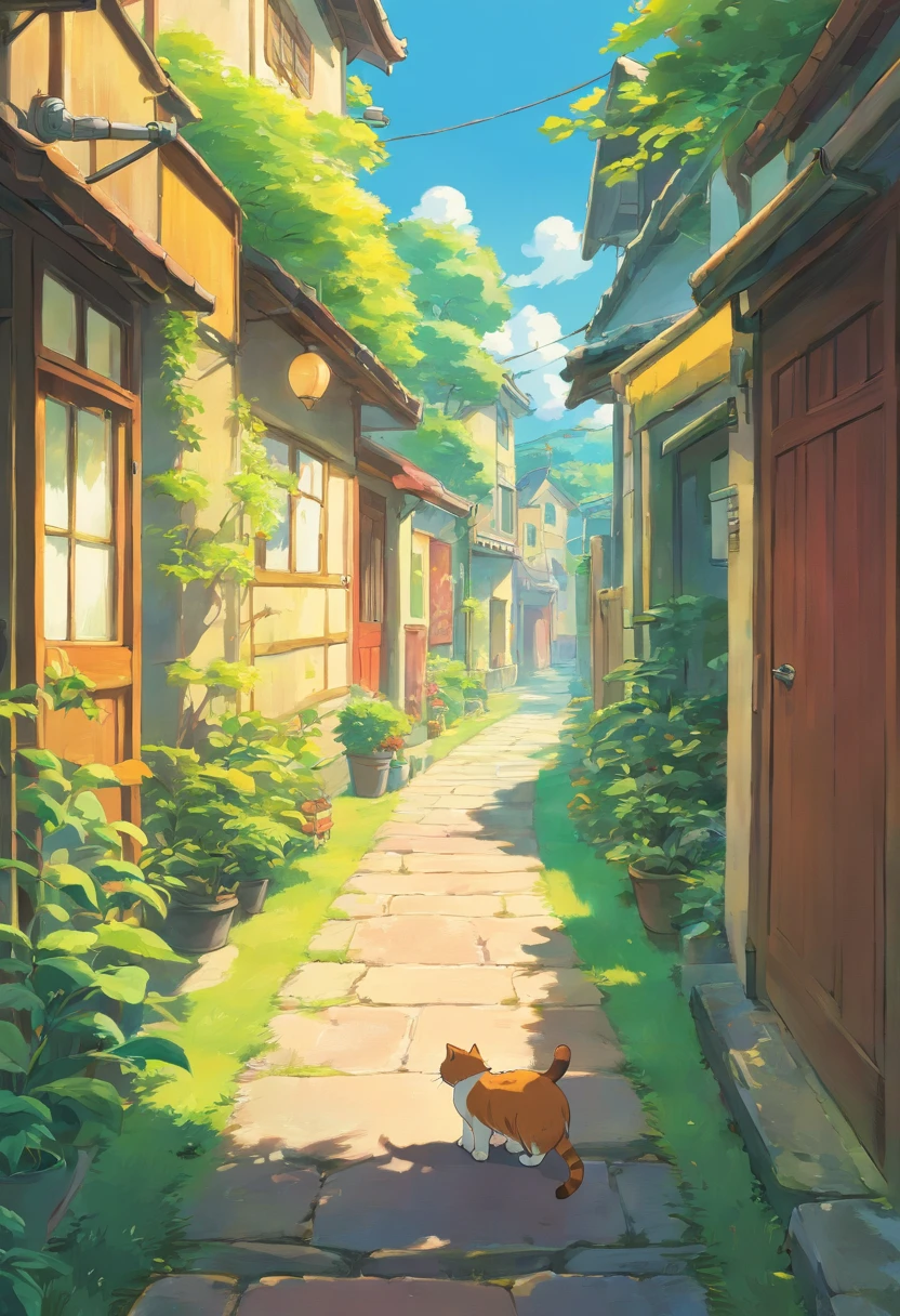 The cat walks sideways