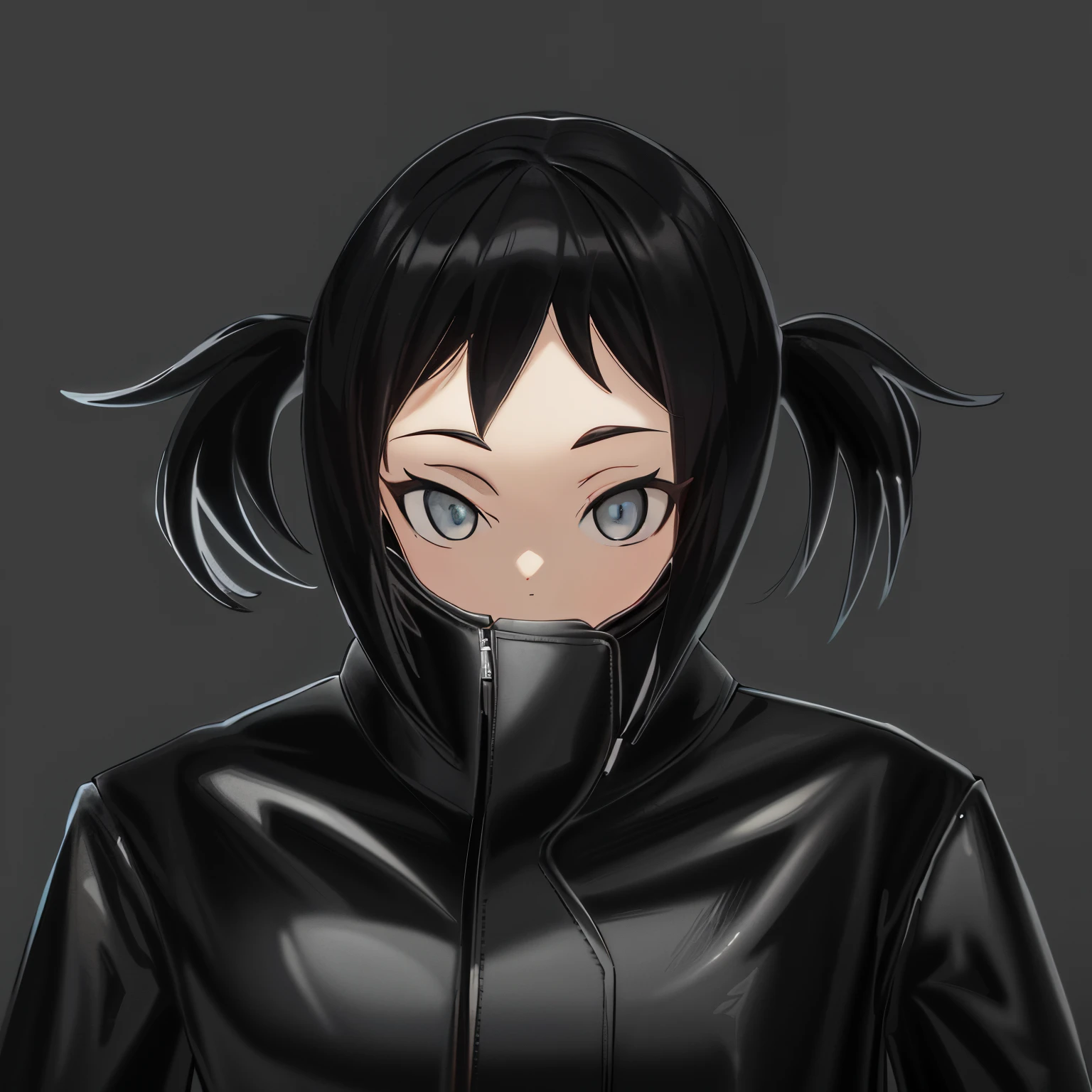 (highres, best quality:1.2), 1girl, leather jacket, black hair, clothing fine detail, white background, good lighting, fine color shading,