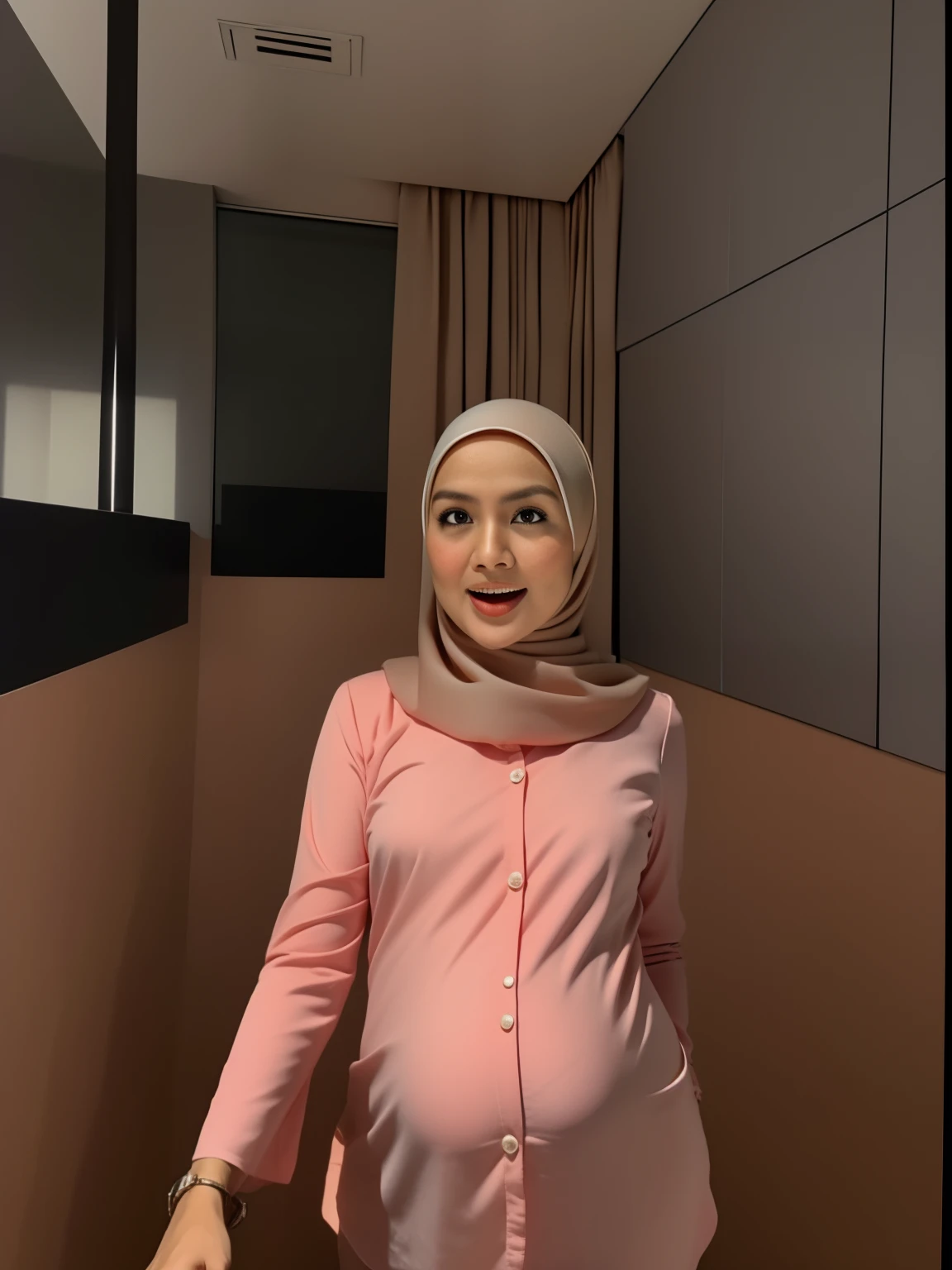 PREGNANT HIJAB MALAY GIRL,, IMF as a good Guy, TECHNOLGY, AI, futuristic, blockchain, International Monetary Fund, (MATRIX WORLD), ((look In front at the camera and open your mouth)).