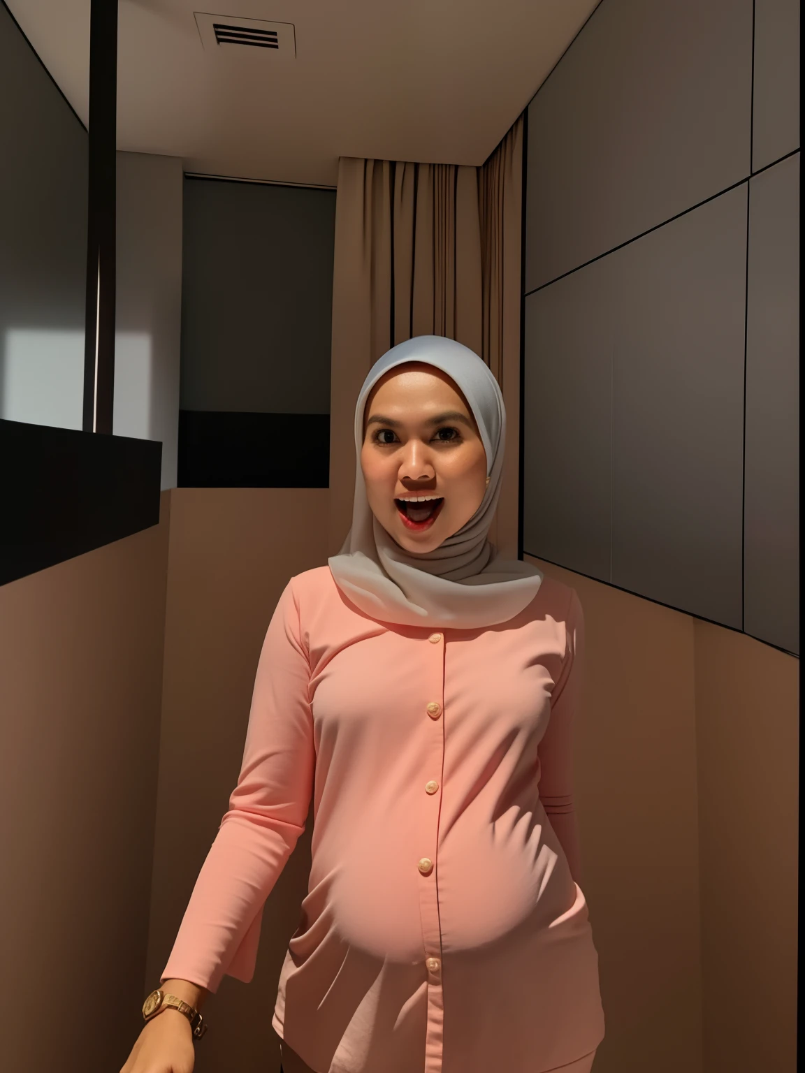 PREGNANT HIJAB MALAY GIRL,, IMF as a good Guy, TECHNOLGY, AI, futuristic, blockchain, International Monetary Fund, (MATRIX WORLD), ((look In front at the camera and open your mouth)).