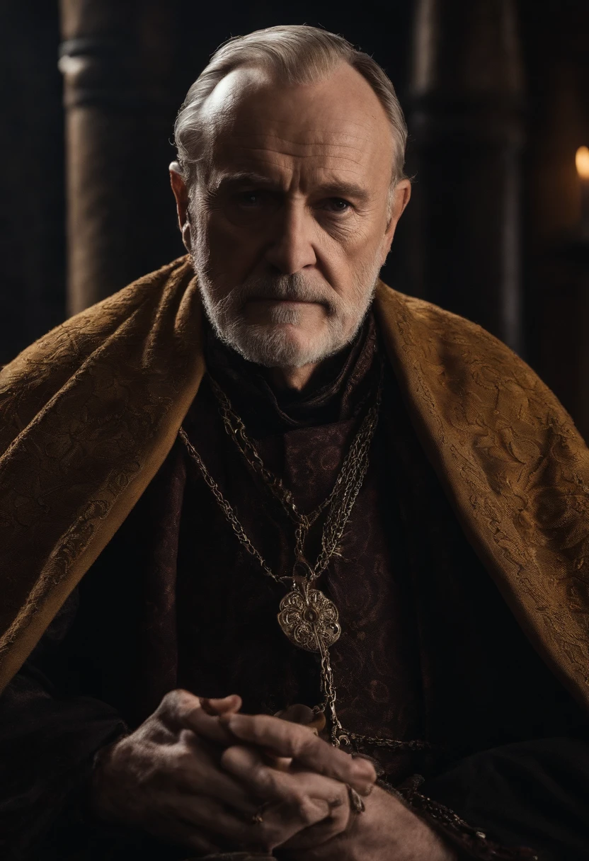 Ultra-realistic 8k CG, masterpiece, best quality, (((ermine wear inquisitor robe))), bite off head of a chicken, medieval Cathedral, dead eyes, still life, high detailed, beautiful intricately and detailed, DOF, <lora:add-detail-xl:1> <lora:NicolaSamori:1> <lora:Inquisition_v2:1>