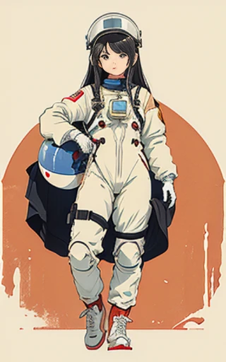 1girl, flat_breasts, cute, beautiful detailed eyes, shiny hair, visible through hair, hairs between eyes, CCCPposter, sovietposter, red monochrome, soviet poster, soviet, communism,
Black_hair, teenage, poorbreast, Spacesuit:Orange_clothing_body:jumpsuit), white_gloves, white_space shoes, white_helmet, the CCCP red letters on the top of helmet, weightlessness, Side light, reflection, The person in the spacesuit is at the bottom left of the frame, Reflected light from the sun, Silver metal, red flag, brilliance, USSR style, diffuse reflection, Metallic texture, The vista is a blue Earth, mecha style,the sea of star, high tone, magnificent