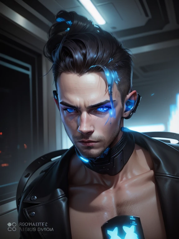 Cyberpunk handsome boy,ultra realistic face ,real face,blue eyes,real face photo