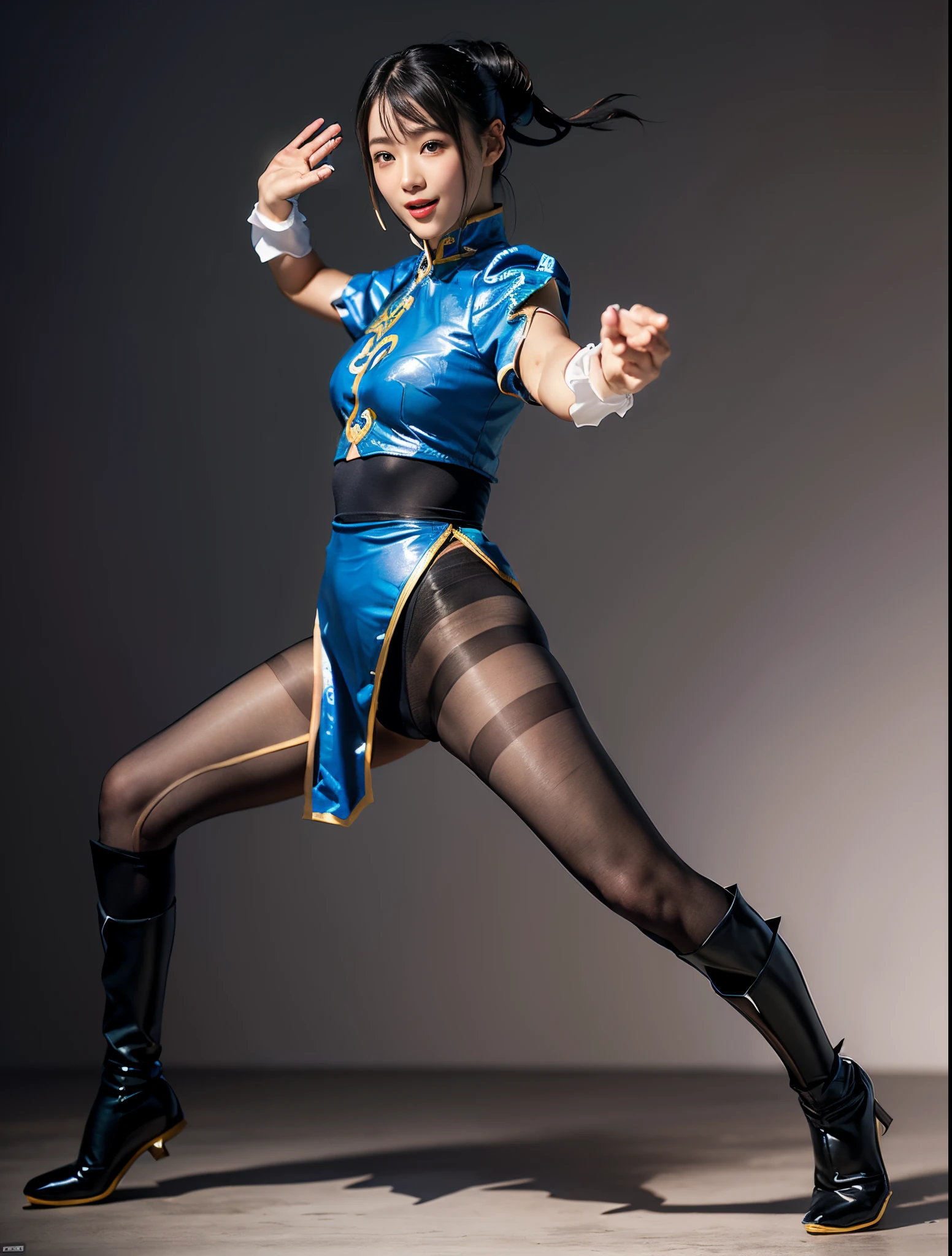 ChunLi、Street Fighter Chun-Li、Blue cheongsam、beauty legs、beautiful thigh、Falling down、Are sleeping、s asleep、Suffering、mouth is always open sloppily、Drool is always dripping from my mouth、Asian Beautiful Girl、(((Wear black tights on your beautiful legs.)))、(((beauty legs)))、(((facial expression of smile)))、((((Make the most of the original image)))、(((Chun-Li costume)))、(((a short bob、beautiful hairl)))、(((Suffering)))、(((Feet must necessarily be worn with black tights)))、(((You need to wear red boots)))、((Top image quality、8K))、((top-quality、8K、​masterpiece:1.3))、(((Keep your background simple)))、Crisp focus:1.2、Beautiful woman with perfect body shape:1.4、Slender Abs:1.2、a wet body:1.5、Highly detailed facial and skin texture、8K、beauty legs