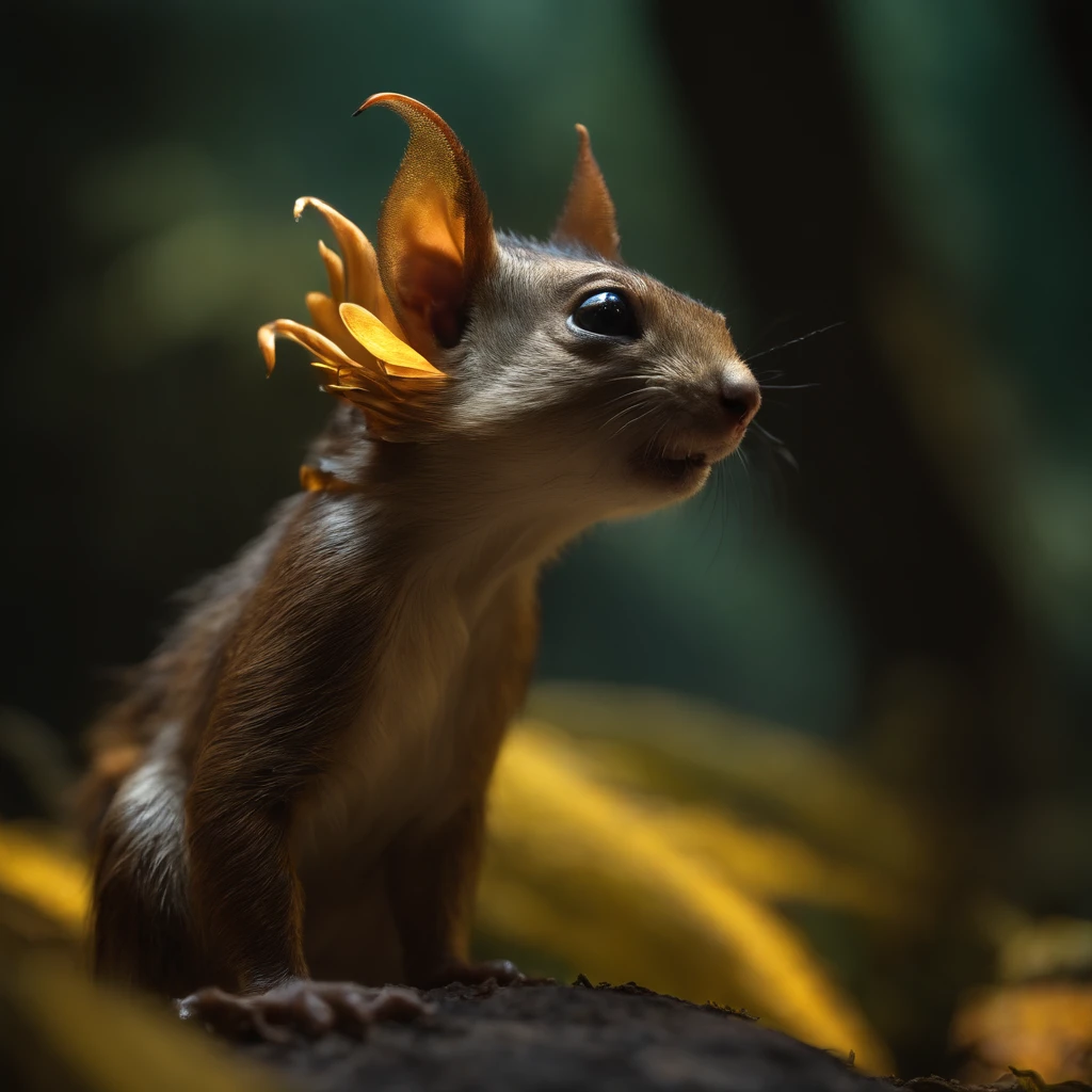 gremlin, squirrel, bright silver and brown, long tail, engulfed in yellow flames, flame clothing, Best Quality, Masterpiece, in style of dark fantasy art, In the cave,Small male goblins, large ears, snook, trunk, tousled, big eyes, He stands near the lake, Cute creatures from space. Terraforming. Alien Flora, Miki Asai Macro Photography, a closeup of a, Ultra Detailed, Popular on ArtStationH, sharp-focus, studio photo, intricate details, Highly detailed, Author:by Greg Rutkowsky: details face, detailed skin, 真实感, Realism,Brad Jongsan walks in the jungle (Night of the Fireflies), (higly detailed: 1 1), rough face, natural skin, hiquality, NSFW, pretty eyes, (Detailed face and eyes), (s face: 1 2), tumult, Complementary, real-photo, .....PSD, Lightweight Film Photography, sharp-focus, contrast lighting, Detail Skin, high resolution 8k, Crazy detailing, Realistic, professional photo of a, 8K UHD, dslr, soft light, hiquality, film grains, Fujifilm XT3