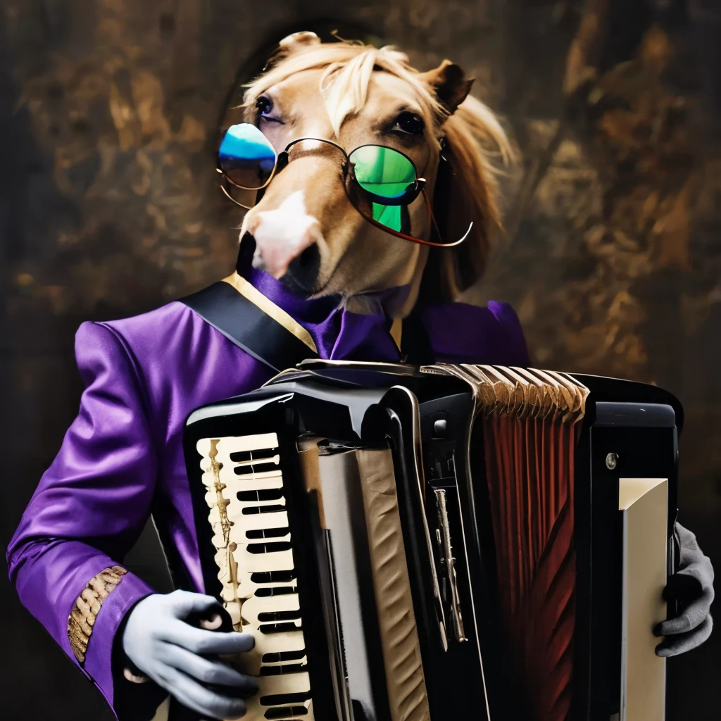 Head of a horse in sunglasses