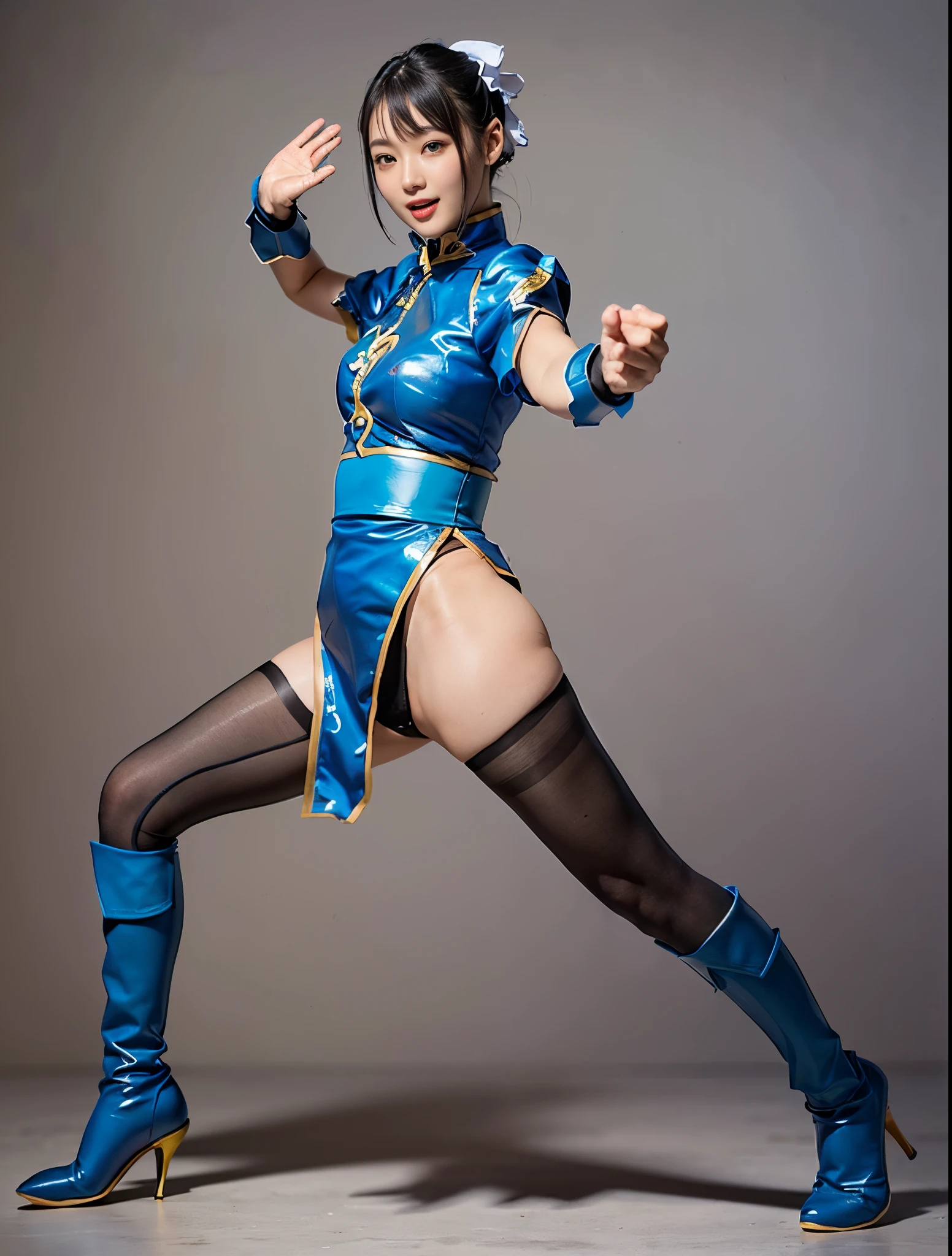 ChunLi、Street Fighter Chun-Li、Blue cheongsam、beauty legs、beautiful thigh、Falling down、Are sleeping、s asleep、Suffering、mouth is always open sloppily、Drool is always dripping from my mouth、Asian Beautiful Girl、(((Wear black tights on your beautiful legs.)))、(((beauty legs)))、(((facial expression of smile)))、((((Make the most of the original image)))、(((Chun-Li costume)))、(((a short bob、beautiful hairl)))、(((Suffering)))、(((Feet must necessarily be worn with black tights)))、(((You need to wear red boots)))、((Top image quality、8K))、((top-quality、8K、​masterpiece:1.3))、(((Keep your background simple)))、Crisp focus:1.2、Beautiful woman with perfect body shape:1.4、Slender Abs:1.2、a wet body:1.5、Highly detailed facial and skin texture、8K、beauty legs