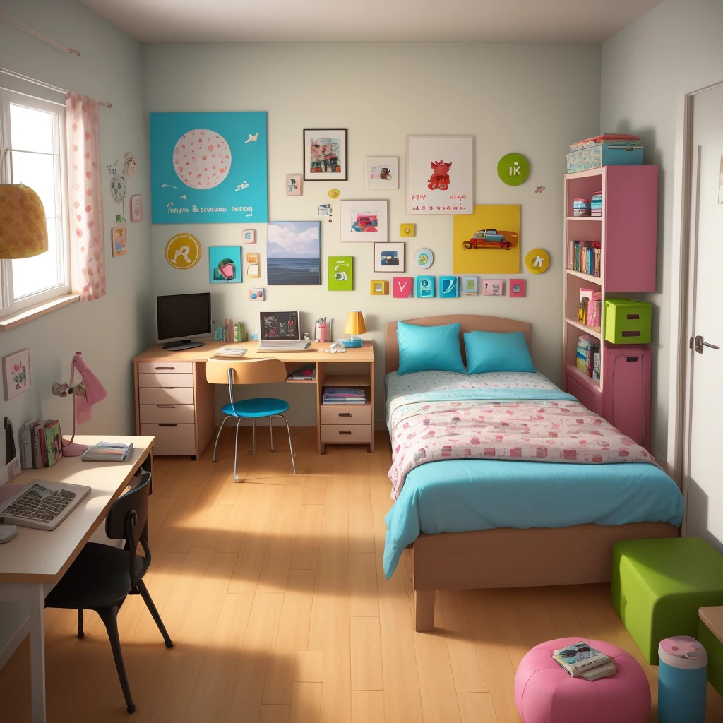 Cute  room with letter kia on the wall