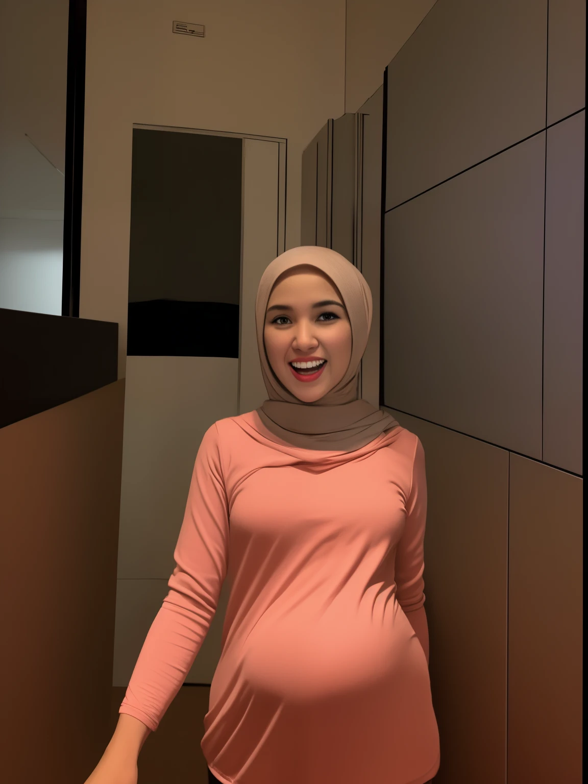 PREGNANT HIJAB MALAY GIRL,, IMF as a good Guy, TECHNOLGY, AI, futuristic, blockchain, International Monetary Fund, (MATRIX WORLD), ((look In front at the camera and open your mouth)).