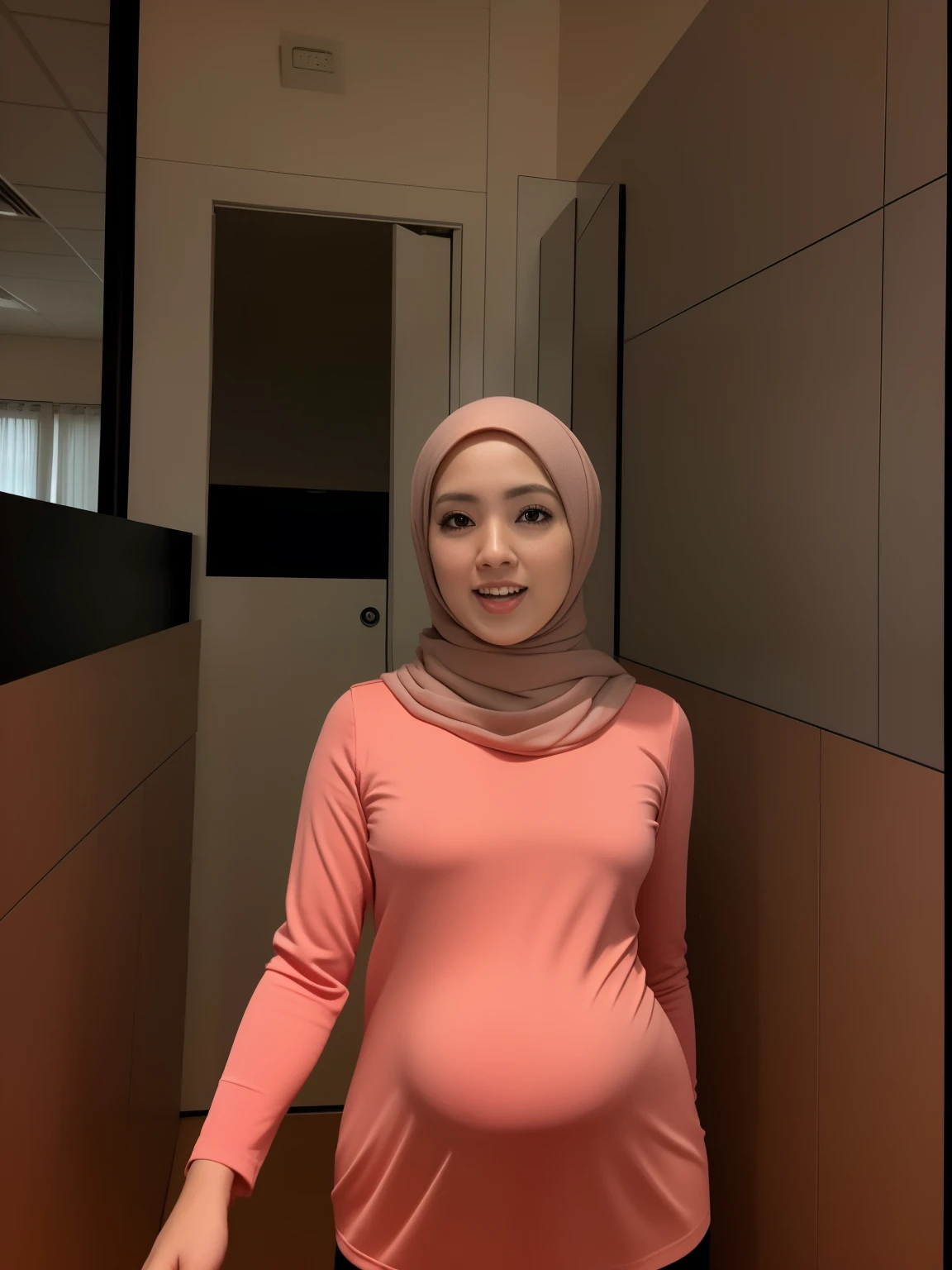 PREGNANT HIJAB MALAY GIRL,, IMF as a good Guy, TECHNOLGY, AI, futuristic, blockchain, International Monetary Fund, (MATRIX WORLD), ((look In front  at the camera and open your mouth)).