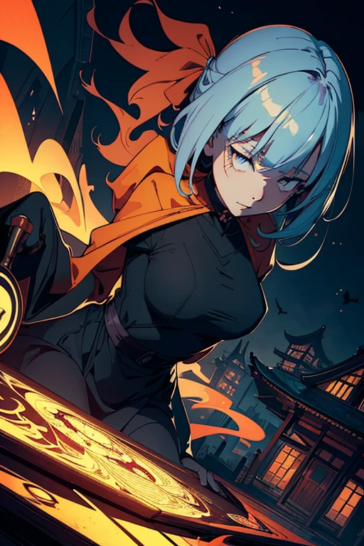 masterpiece, high resolution, ((Draft cartoon style)), ((wallpaper)), ((Diverse angles)), (Comic Style Illustrations), (drawing style), Outline warm color, eerie, Woman with Japanese ghost, horror factor, (Distinctive hair style), (Creative accessories), Fantasy Town, extra
, 8k