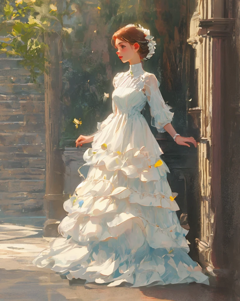 Beautiful girl in white dress