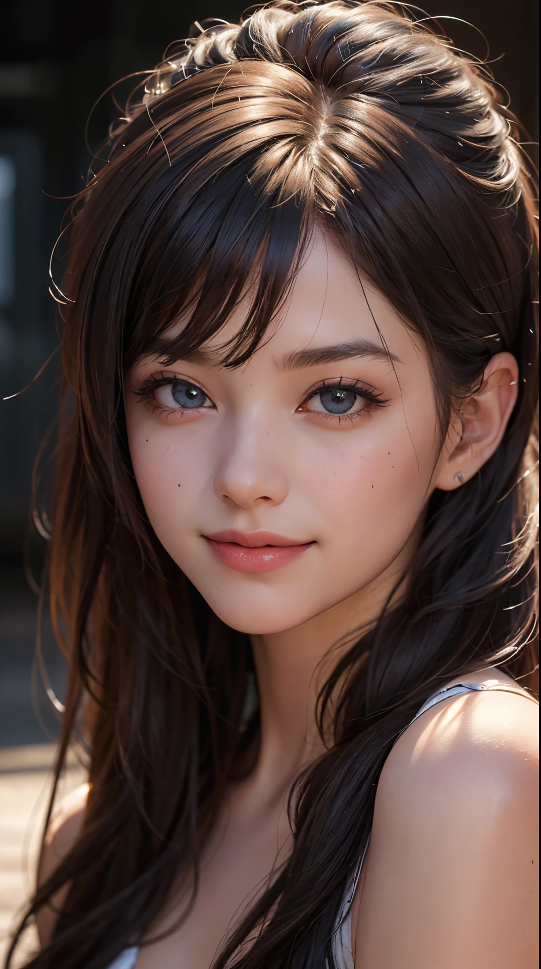 (Best Quality,4K,8K,hight resolution,masutepiece:1.2), Ultra-detailed, (Realistic,Photorealistic,Photorealsitic:1.37),(Beautiful detailed eyes, Beautiful detailed lips, extremely detailed eye and face, long eyelashes),Studio Lighting,Physically-based rendering,Vivid colors, Woman in shortcuts, huge smile:1.2),Beautiful woman playing with a bear、Black bear