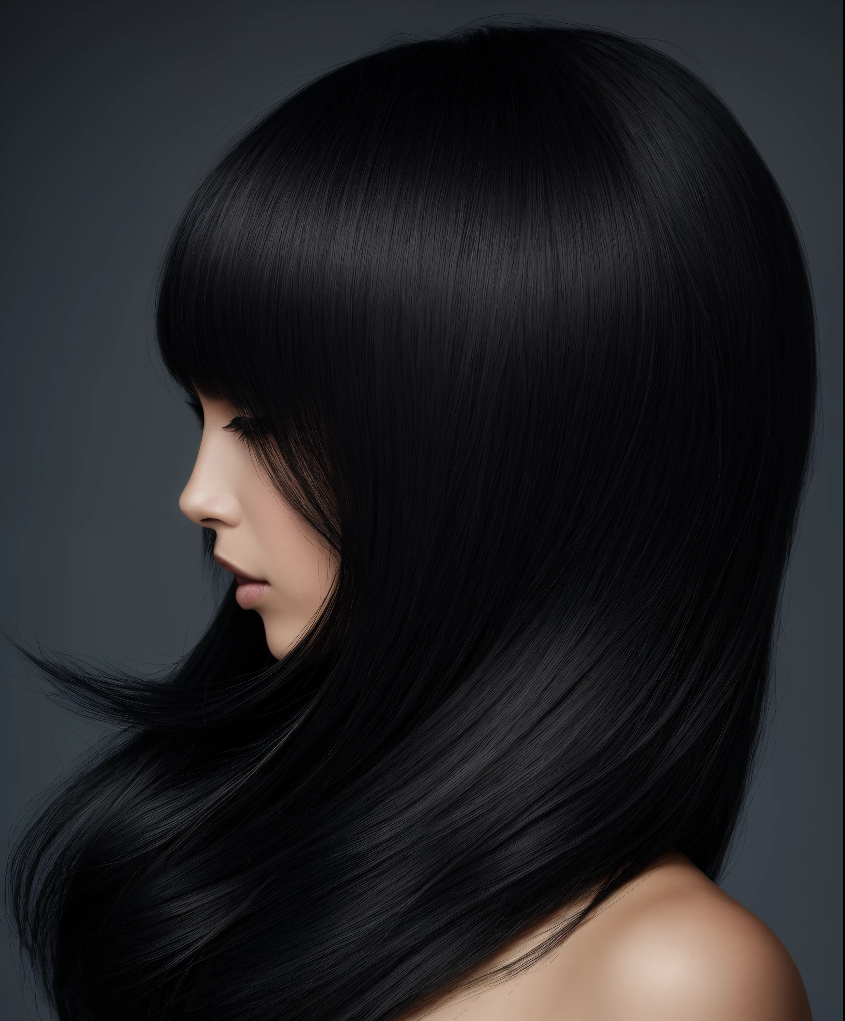 whaite hair,blacksilk,