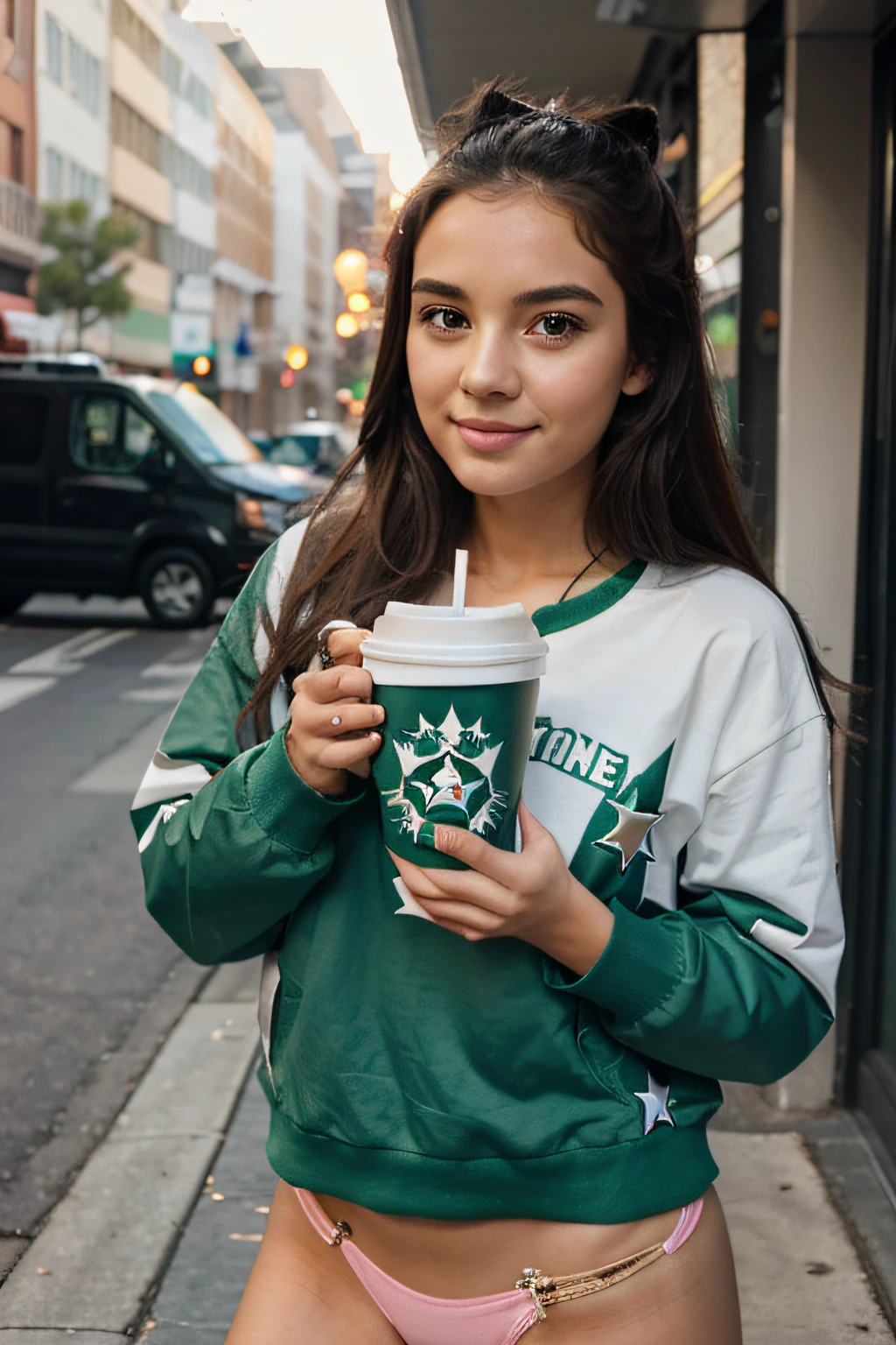 girl with a star bucks cup