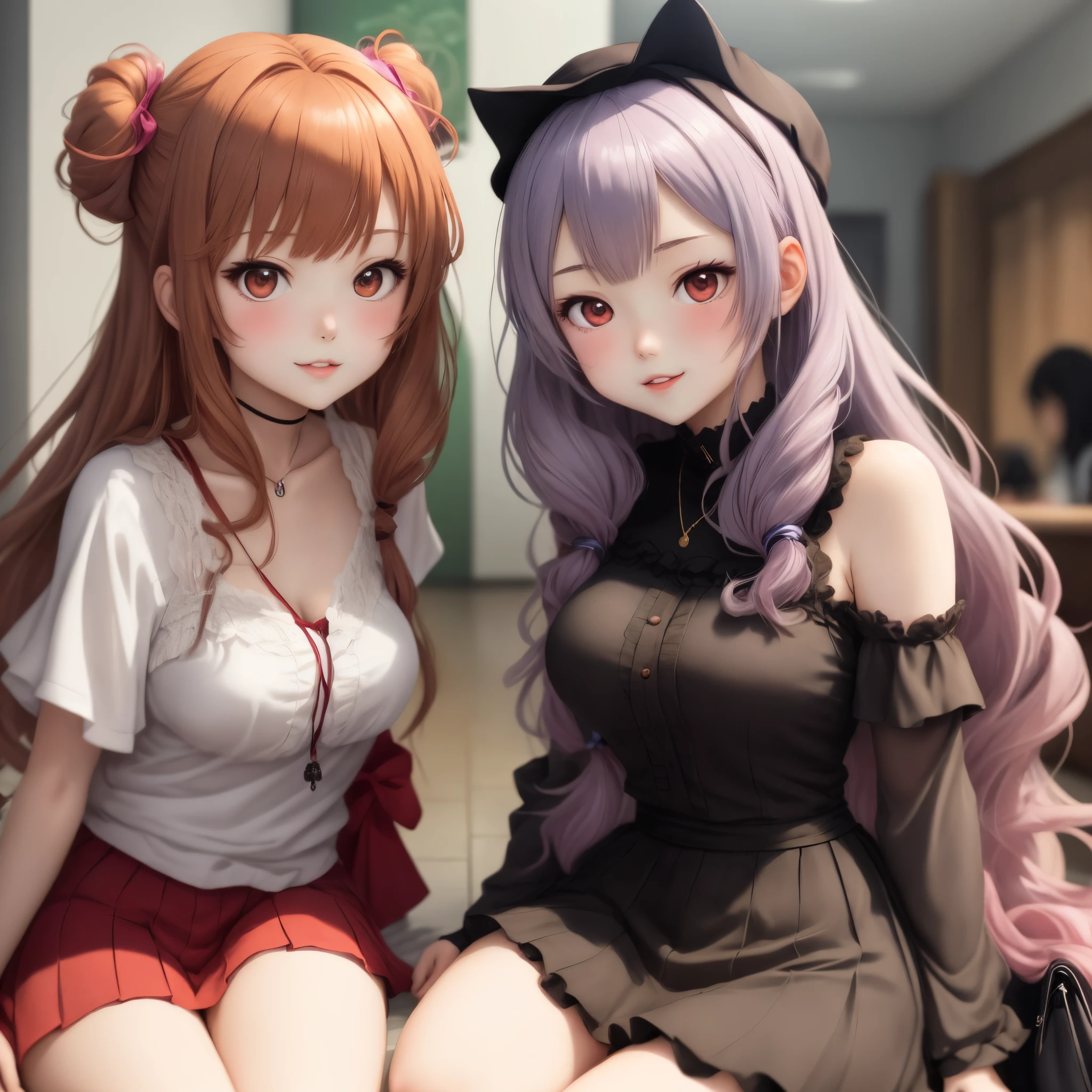 Anime girl with a another girl