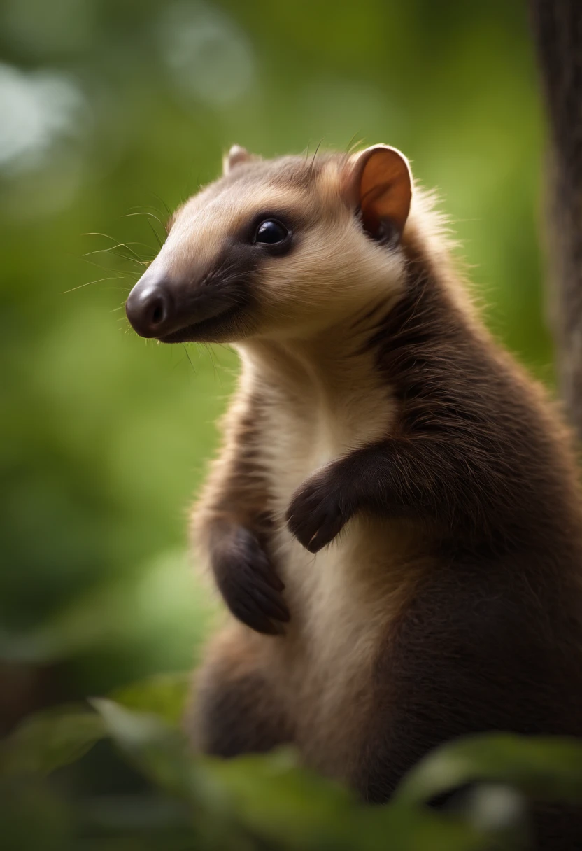 (CBZBB:1.25), ((anteater)),CBZBB,Cute, Small, baby, Beautiful, Fantasy art, deviant art, trending artstation, Digital Art, Detailed, Realistic, humanoid, character, tiny, Cinematic shot, cinematic portrait of a squirrel, Cute character, looks like an anteater,