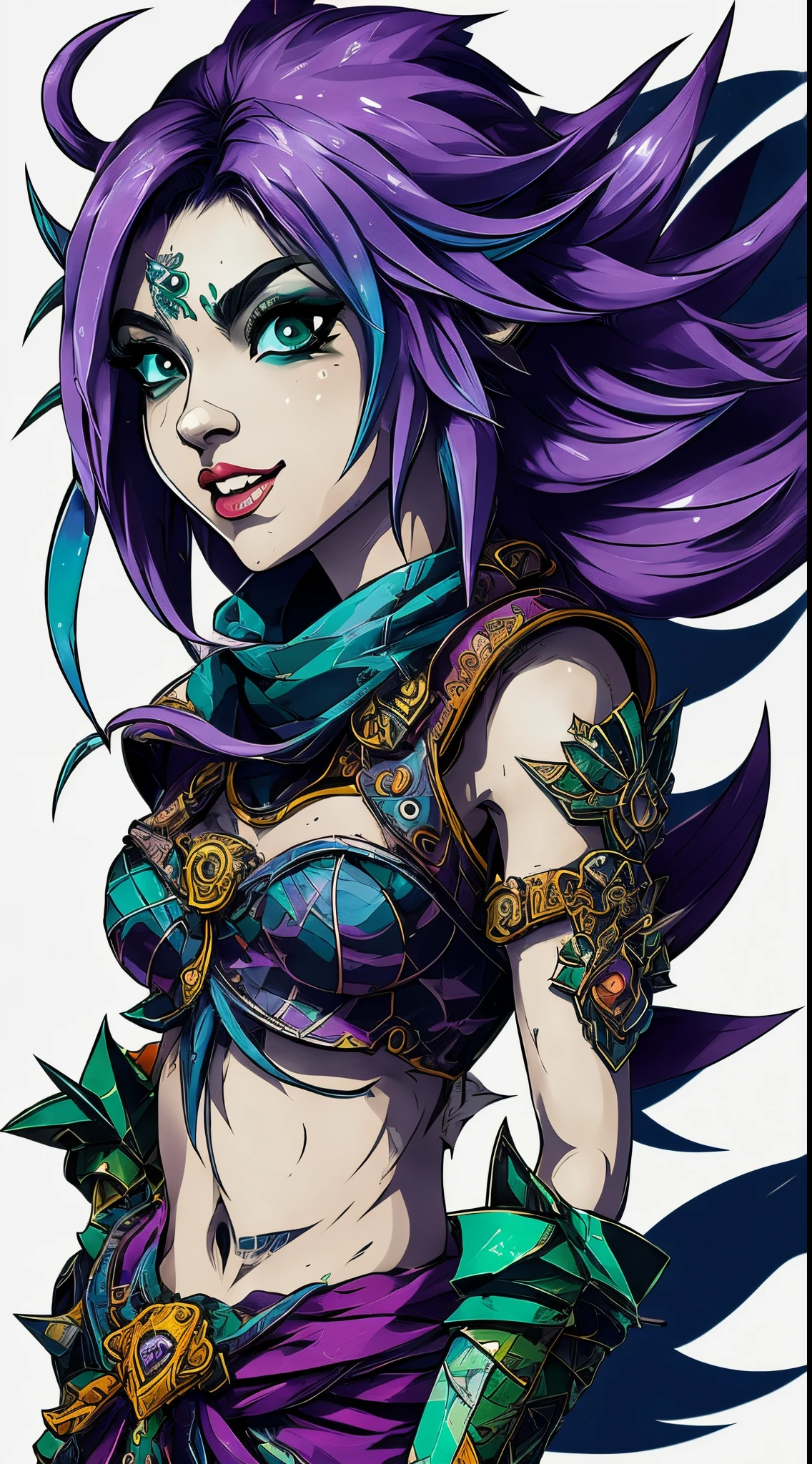 Neeko from League Of Legends, medium shot, cel-shading style, centered image, ultra detailed illustration neeko League Of Legends, (tetradic colors), inkpunk, ink lines, strong outlines, bold traces, unframed, high contrast, cel-shaded, vector, 32k resolution, best quality, full body, 16k