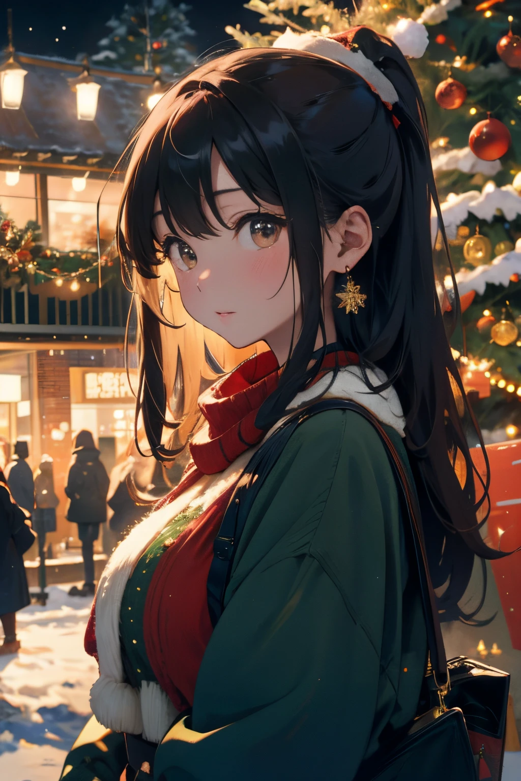 Christmas、big christmas tree in the back、