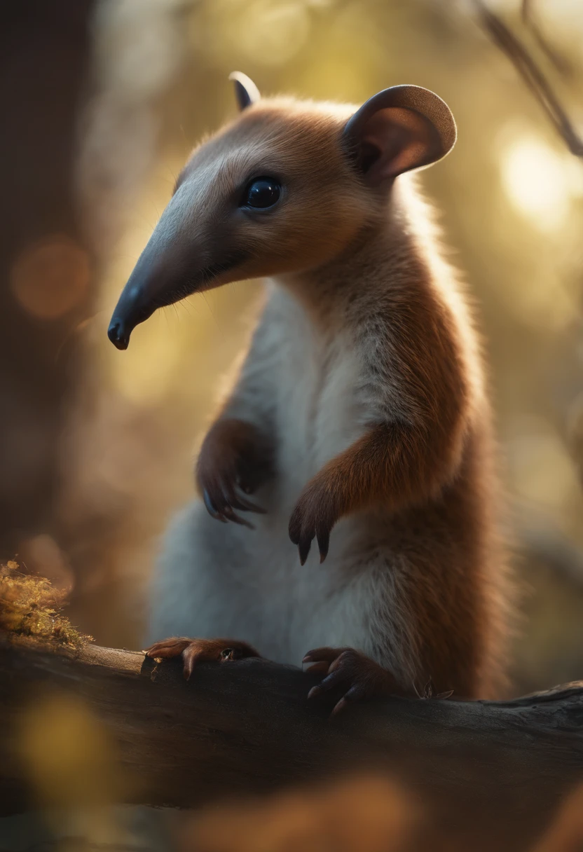 (CBZBB:1.25), ((anteater)),Czhcute, , Beautiful, Fantasy art, deviant art, trending artstation, Digital Art, Detailed, Realistic, humanoid, character, tiny, Cinematic shot, cinematic portrait of a squirrel, cute character, looks like an anteater,