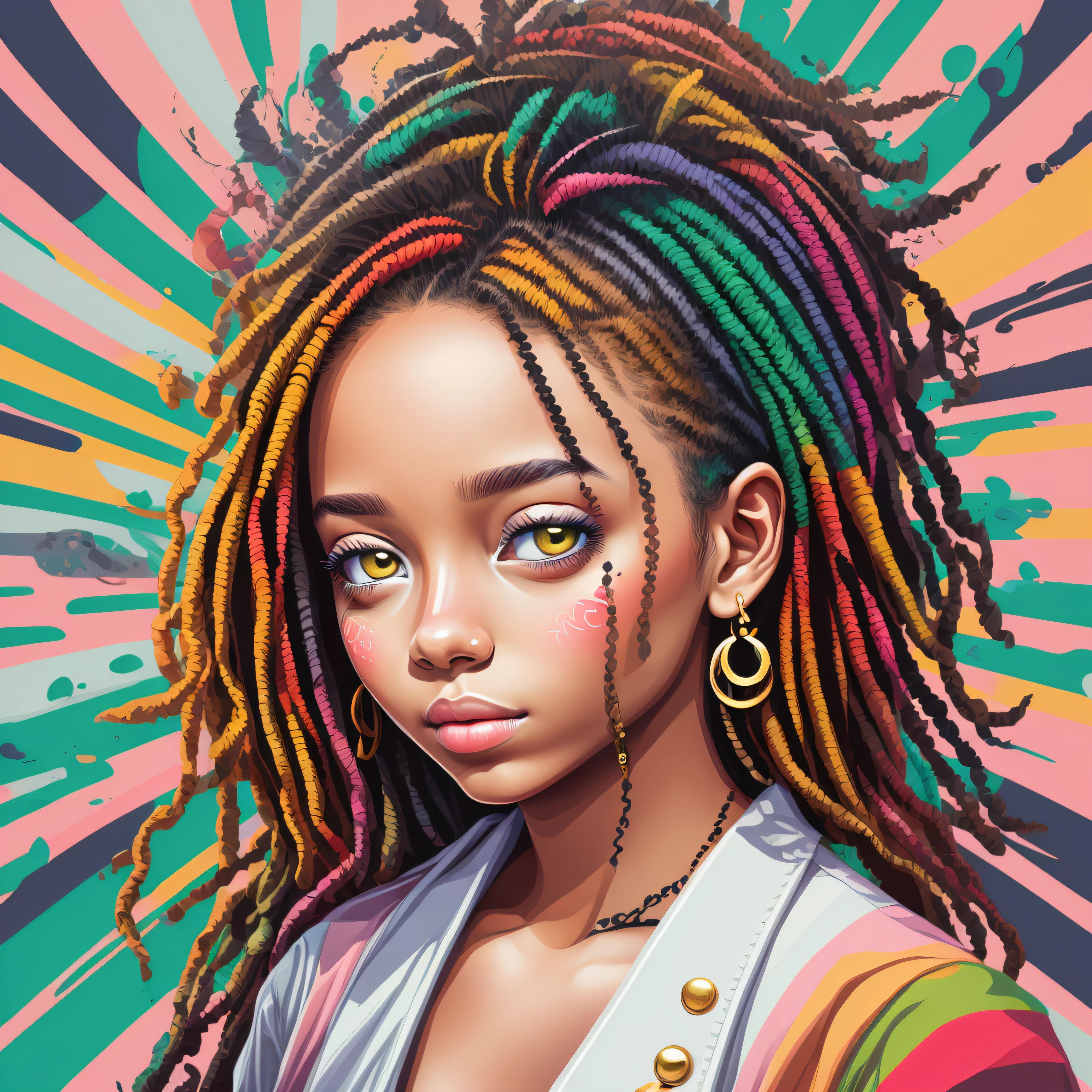 vector art,smudge art(1girl rasta with white clothes)mafia