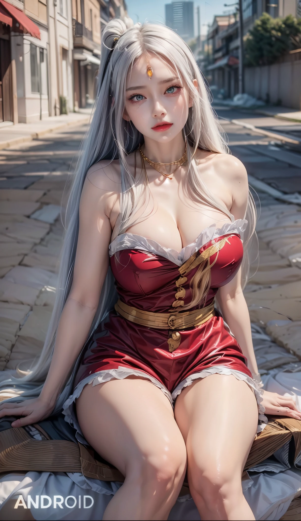 realistic, 1 woman, best quality, 12k, HD, long hair, big round breasts, cleavage, ponytail, necklace, jewelry, shorts, sleeveless leotards, slim hips, hair tie, yellow eyes, black hair, super detail, eye detail, hair detail, person detail, mouth detail, face detail, breast detail, clothing detail, hair detail, pants detail, hand detail, whole body