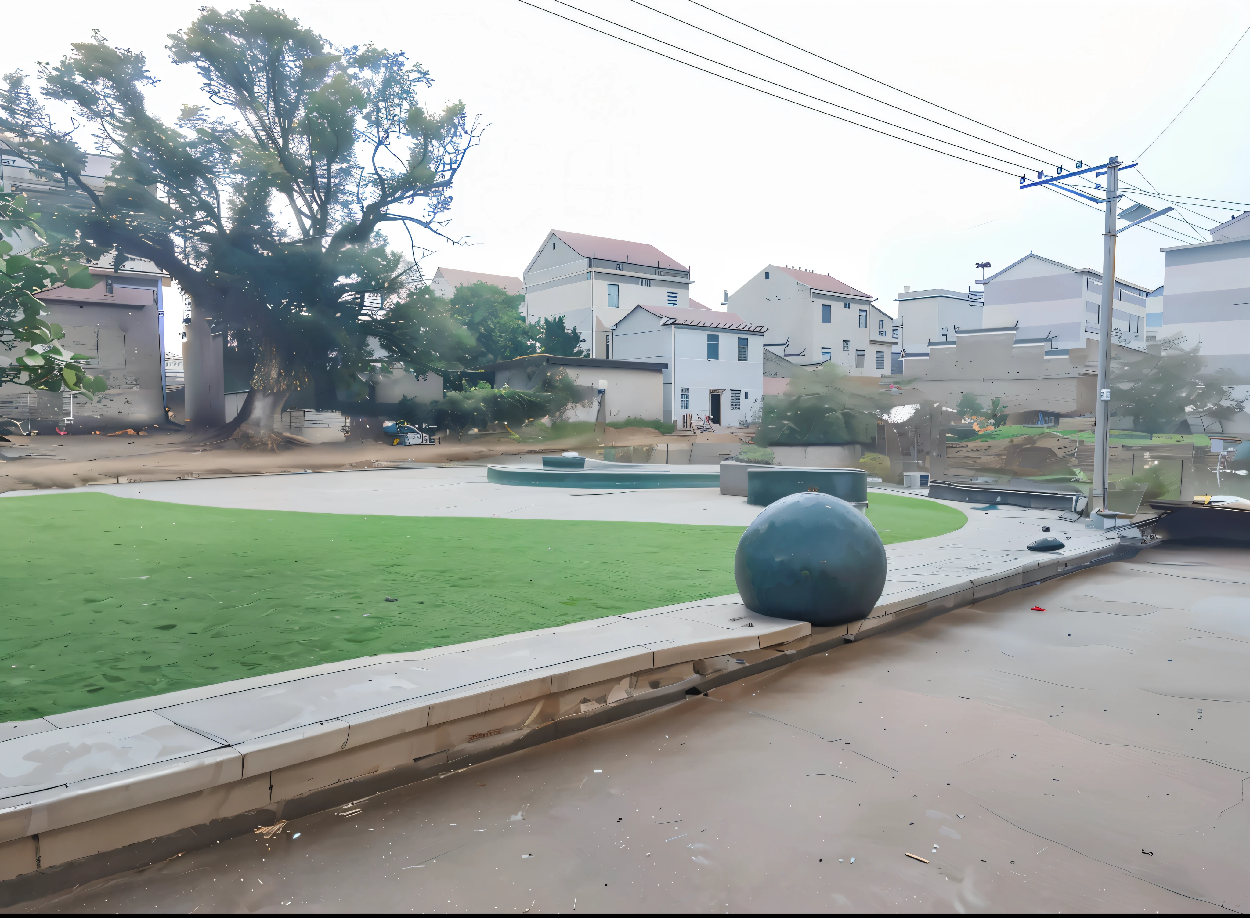 Plaza,There are street lights,And greenery,There are landscape stones,There are fitness equipment
