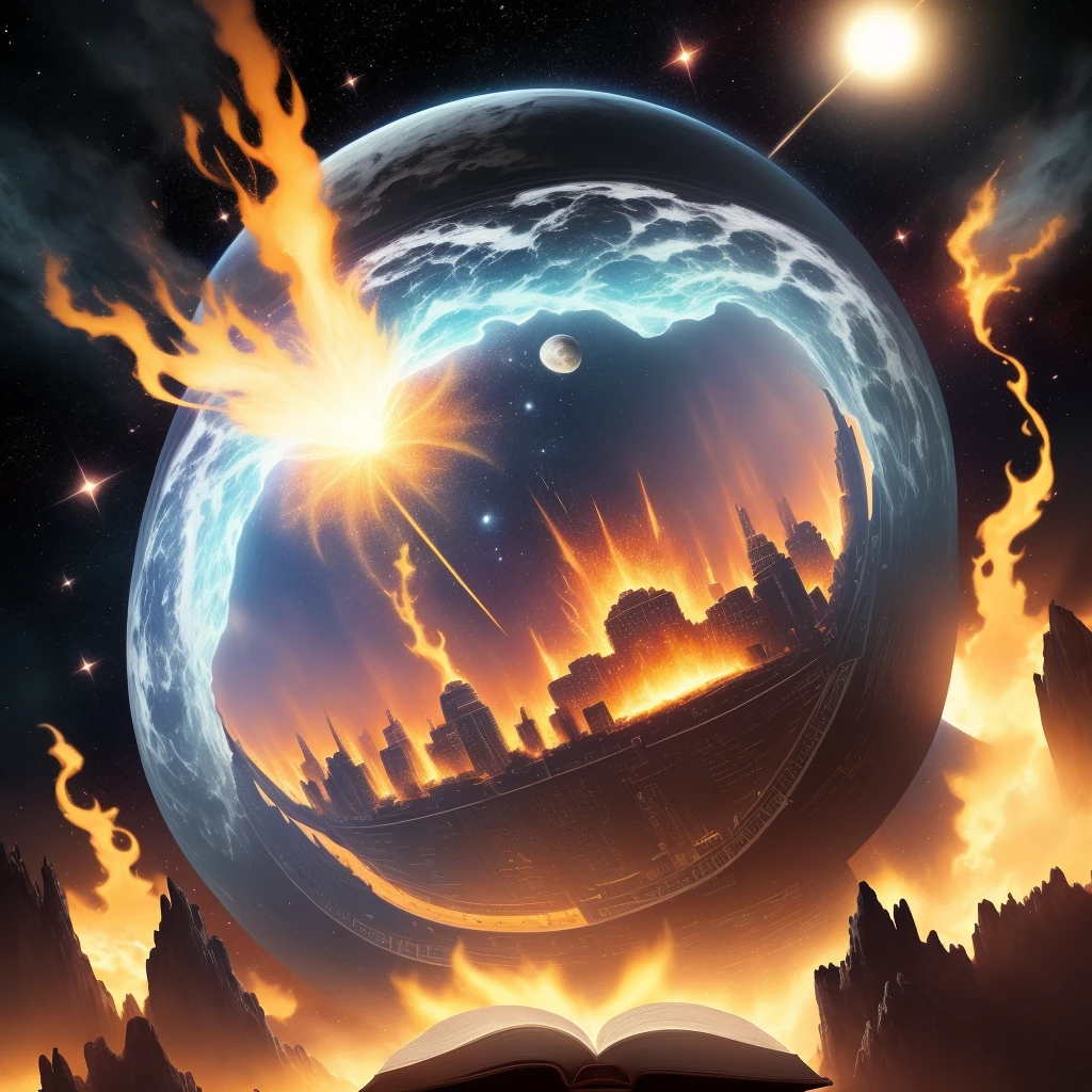 Um livro imenso, giant in space, o livro da magia do fogo