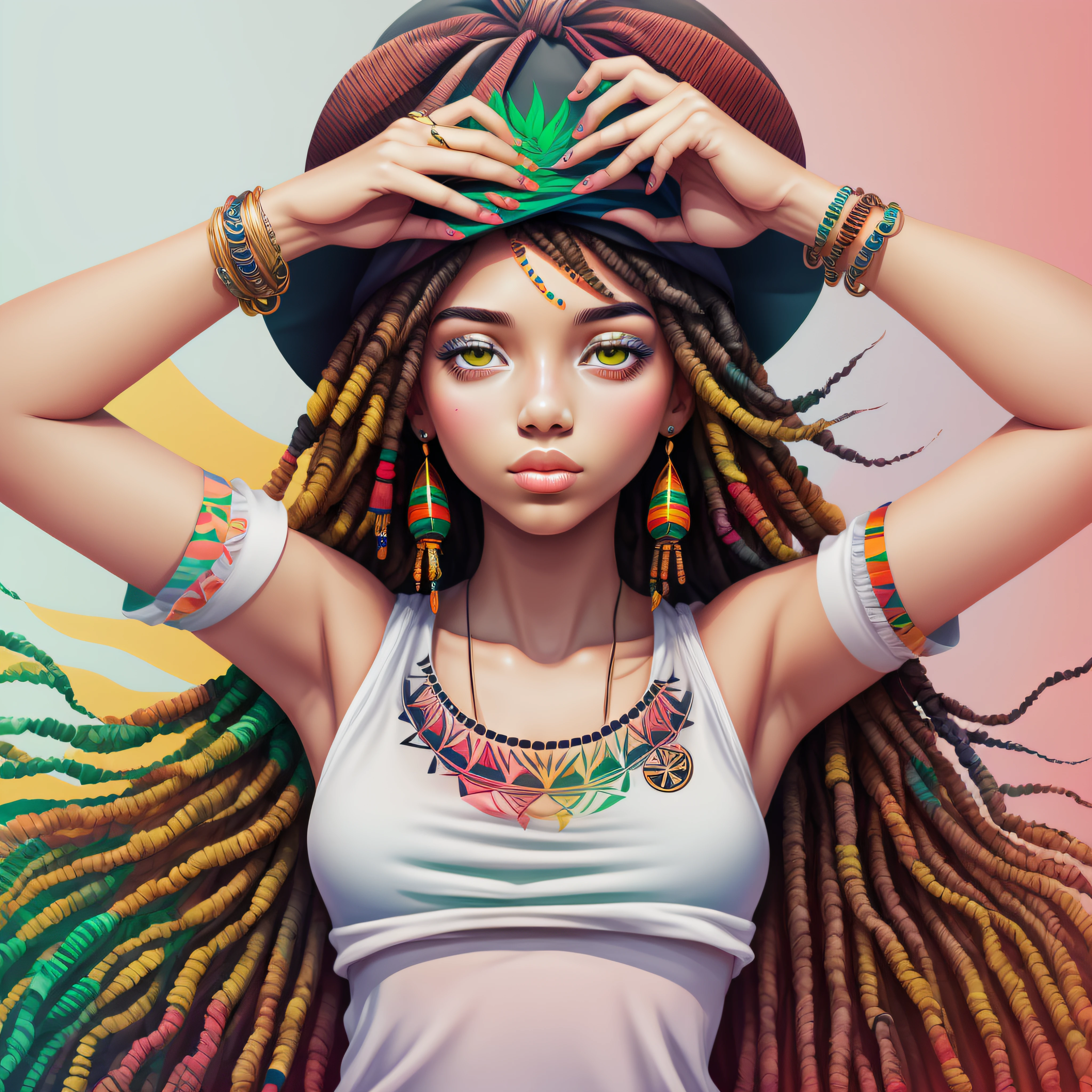 vector art,smudge art(1girl rasta with white clothes)mafia