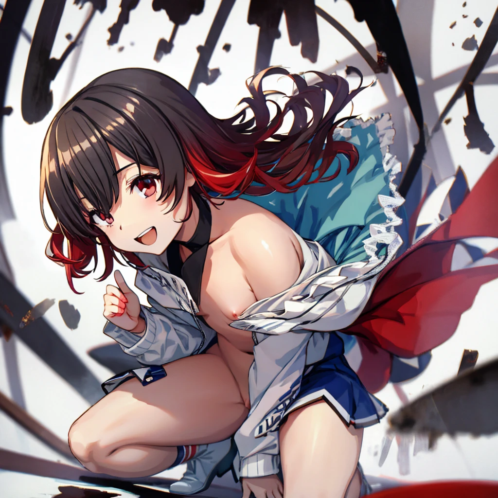 ((nsfw)), ((nude)), petite, [curvy], ((spread pussy)), ((crotch grab)), (()), ((topless)), ((bottomless)), (face forward), (turn the body forward), (((shoot from front))), ((full body)), ((flat chest)), navel focus, ((squatting)), ((open legs)), (masutepiece, Best Quality:1.4), (Ultra-detailed:1.2), {Illustration,painting-like}, {studio lights, painting-like}, [Best Shadow], (Konishi CSA)_(Shizuma CSA), (Alpha CDE:1.3)_(Gamma CDE:1.15), BREAK (Perfect Anatomy), (symmetrical eye, Ultra-detailed eyes, Beautiful eyes), (Sharp eyeliner, Ultra-detailed face, Beautiful face),(Red Eyes), Nice hand breaking, Perfect hands, hand of Guido Daniele, BREAK 1girl, Solo, BREAK is lol Mutsukikane KC, see through, ((big smile)), Open mouth, ((Standing)), BREAK