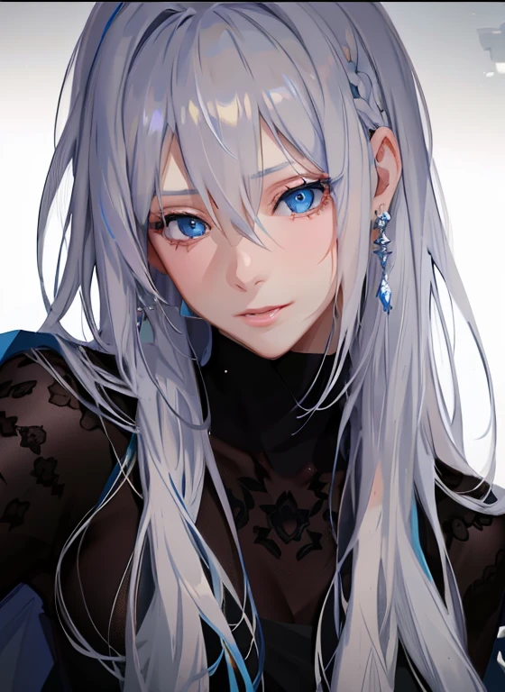 (masterpiece、Elaborate beautiful eyes:1.2)、(lightblue hair:1.2)、(Zaphyr's eye color:1.1)、short-hair、Kamimei、straight haired、(Black tank top:1.2)、Realistic lighting、beautiful lighting、Ray traching、Photorealsitic、(hyper realisitic:1.2)、hight resolution、4K、8K、(extremely details CG、8k wallpaper:1.1)、Very elaborate and sharp digital illustrations、the detail、真实感、beautiful countenance、Very elaborate face、A hyper-realistic、masterpiece、A detailed eye、The ultra-detailliert、Volume Lighting、realistic shadow、intricate detailes、detaile、jolly、a smile、(White cap:1.2))、Silver_a necklace、high-heels、(On the Beach:1.2)、