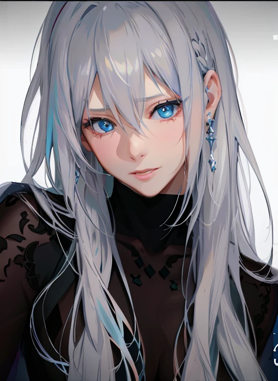 (masterpiece、Elaborate beautiful eyes:1.2)、(lightblue hair:1.2)、(Zaphyr's eye color:1.1)、short-hair、Kamimei、straight haired、(Black tank top:1.2)、Realistic lighting、beautiful lighting、Ray traching、Photorealsitic、(hyper realisitic:1.2)、hight resolution、4K、8K、(extremely details CG、8k wallpaper:1.1)、Very elaborate and sharp digital illustrations、the detail、真实感、beautiful countenance、Very elaborate face、A hyper-realistic、masterpiece、A detailed eye、The ultra-detailliert、Volume Lighting、realistic shadow、intricate detailes、detaile、jolly、a smile、(White cap:1.2))、Silver_a necklace、high-heels、(On the Beach:1.2)、