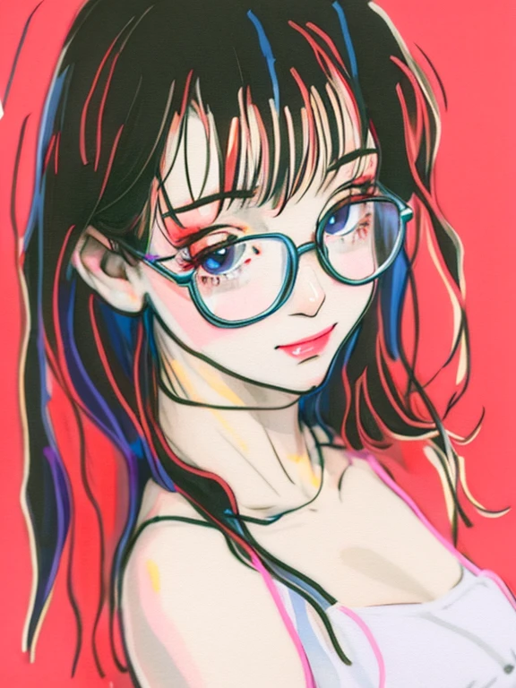 best quality,ultra-detailed,realistic:1.37,girl with glasses,angry expression,cute,beautiful detailed eyes,adorable,short hair,girly,stylish glasses,innocent look,vibrant colors,soft lighting,portrait,modern style,happy eyes,expressive face,fashionable,confident pose,indoor setting,playful attitude,creative background,standing position,girlish outfit,endearing smile,curly hair,cheerful personality,sharp focus,high-res,professional touch