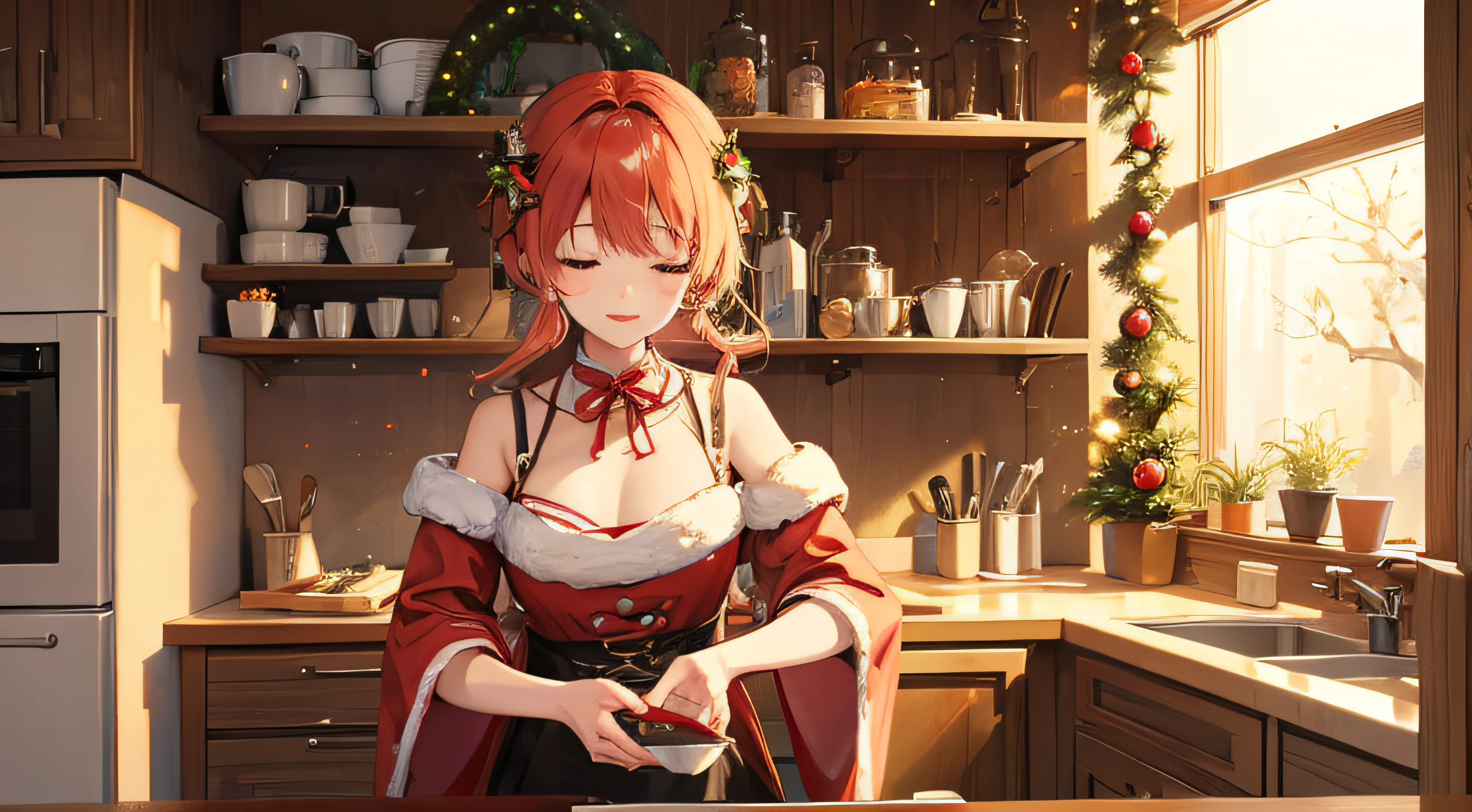 Christmas atmosphere、cooking sound、positive rhythm、Fusion with relaxation、BGM that allows you to concentrate on your work while having fun