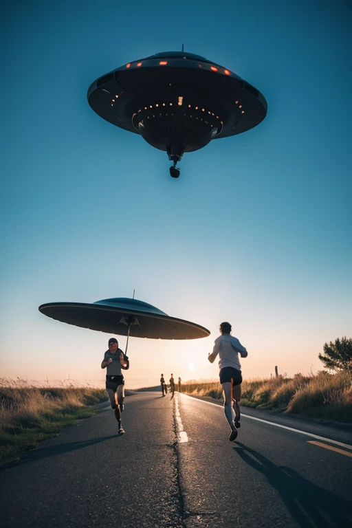 UFO landed and people were running around