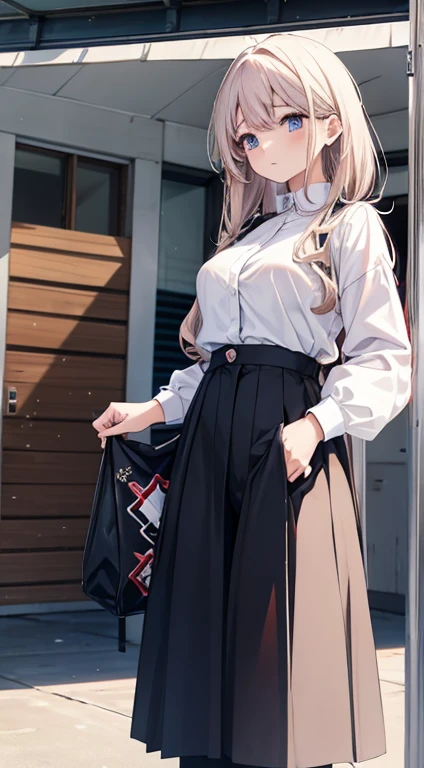 A woman in a white shirt and black pants is posing, menina anime sedutora, (SFW) seguro para o trabalho, Estudante realista, uma aluna hiperrealista, uma aluna hiperrealista, tocando suas roupas, detalhes finos. Linha de frente das meninas, revelando roupas, estilo anime ecchi, Oppai, meninas anime encantadoras, vestindo jaleco e blusa, Ecchi