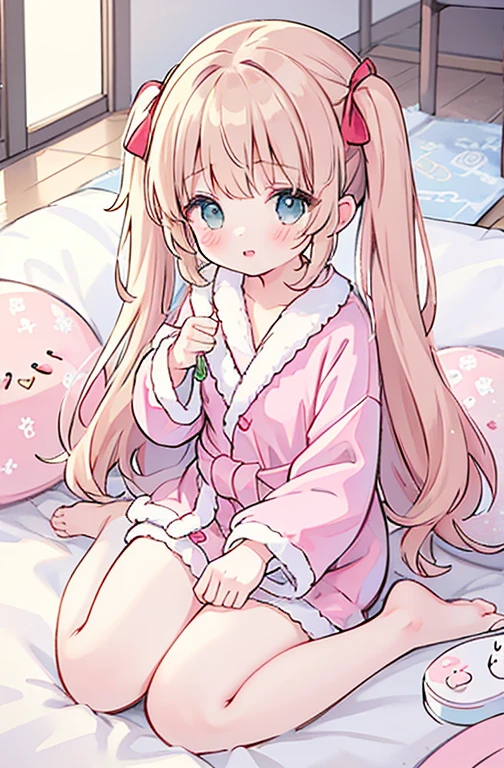 Beautiful illustration, Best Quality, Cute  s, 小柄, (Messy) dressing gown, Toys, fanart、bustup、Twin-tailed