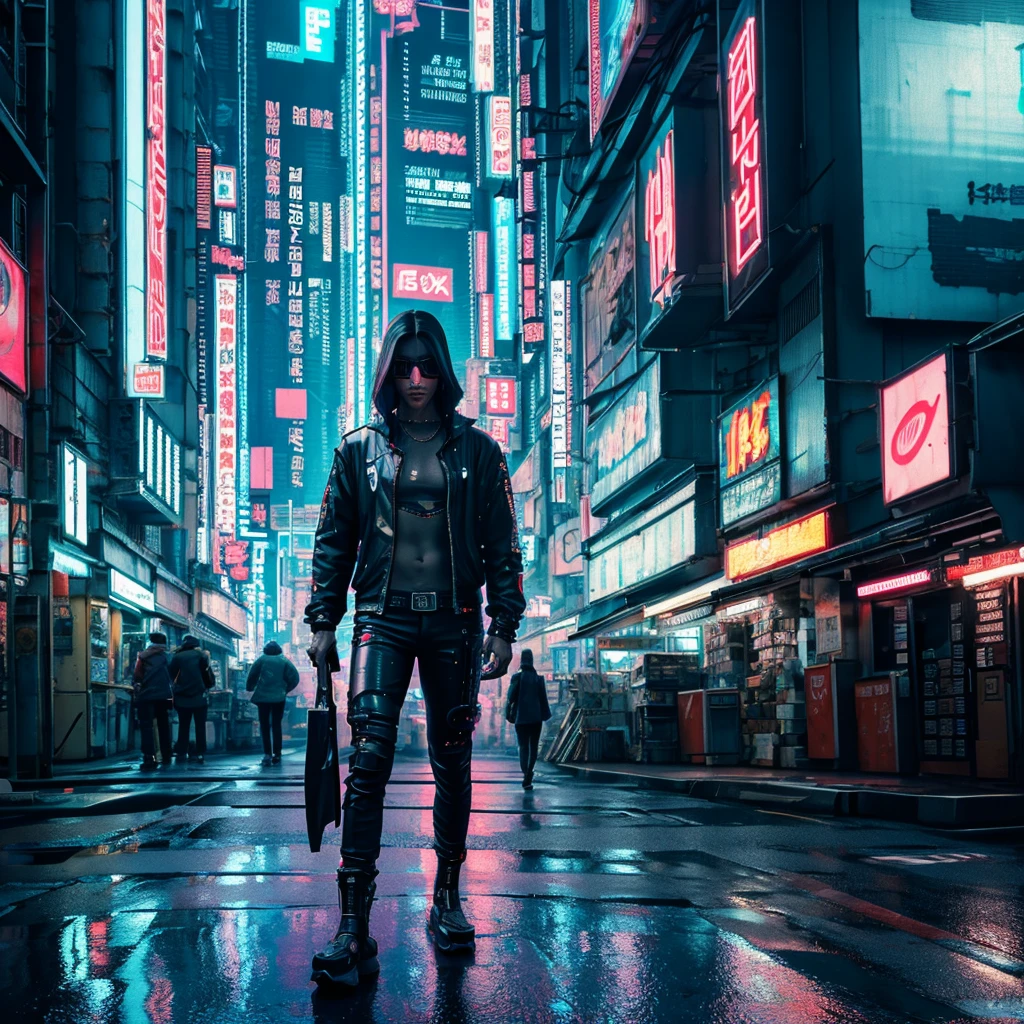 (((Cyberpunk))),Ultra realistic 8K CG, near future, flawless, natta, Bustling street, Professional artwork, famousartwork,The eye,